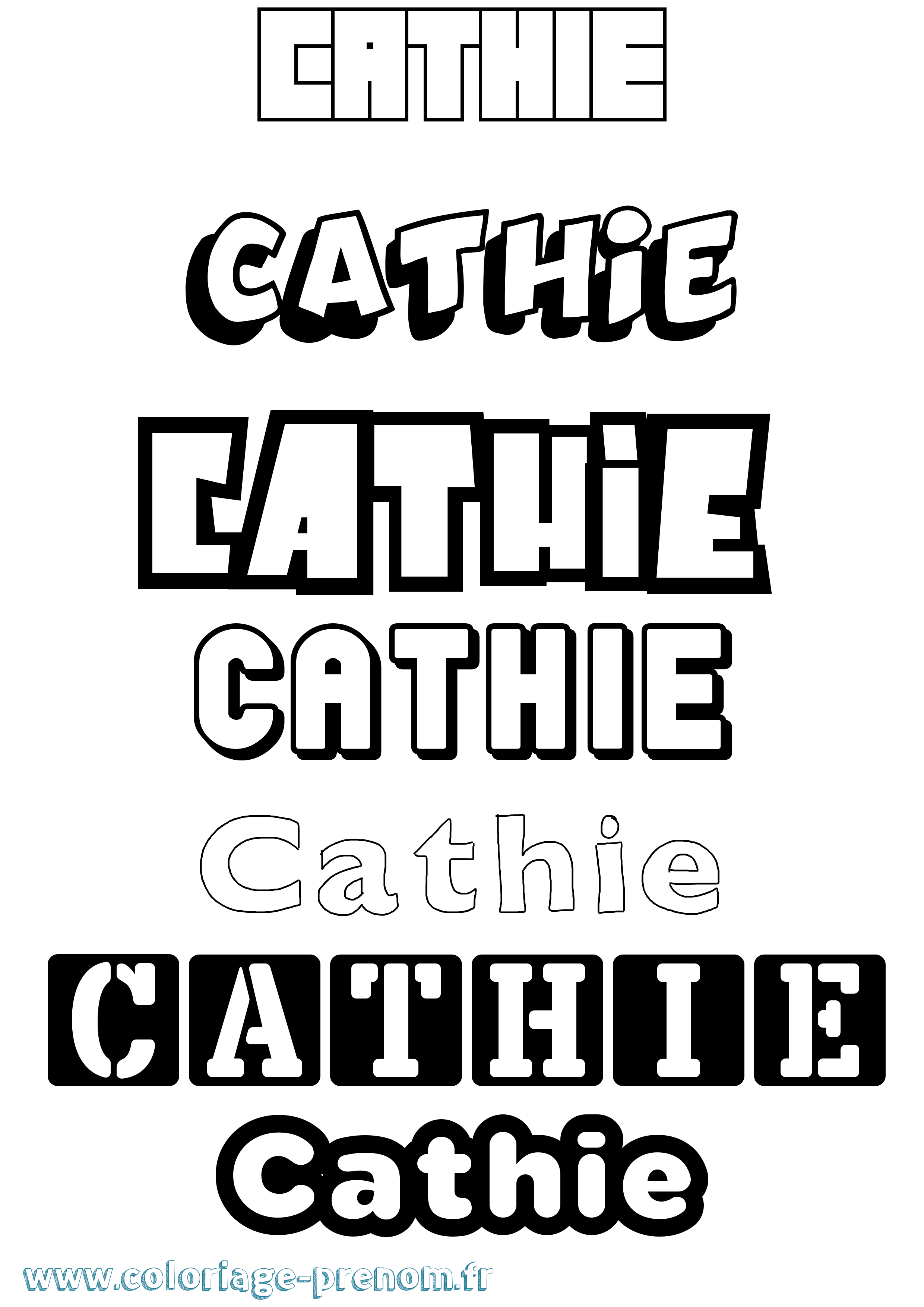 Coloriage prénom Cathie Simple