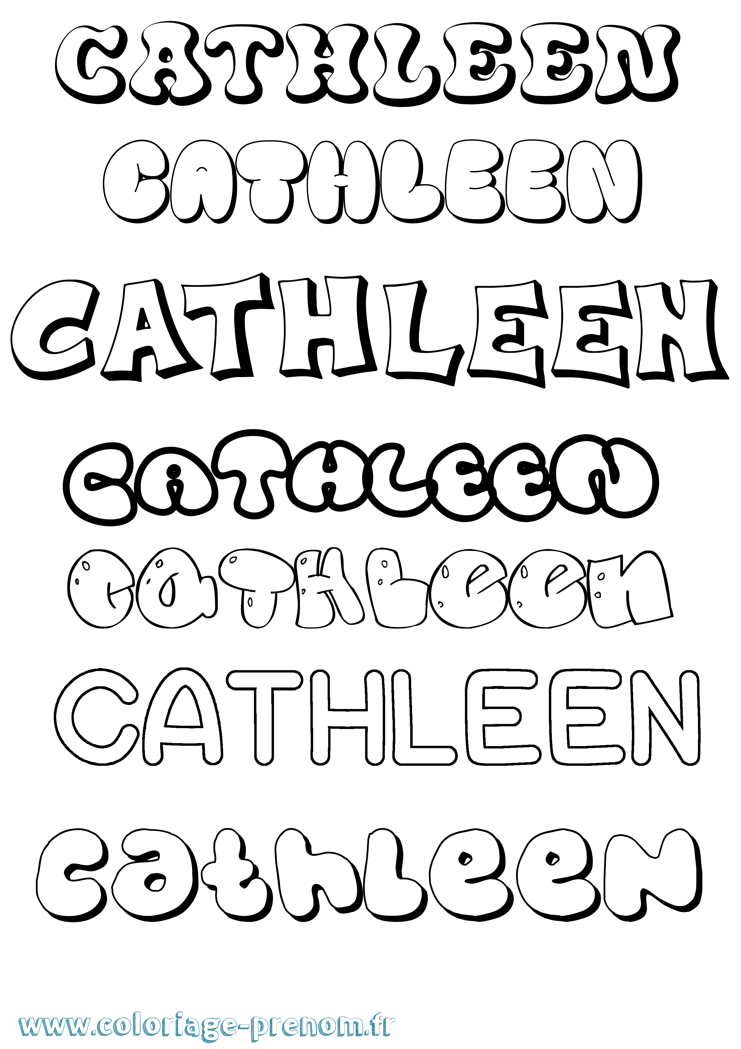 Coloriage prénom Cathleen Bubble