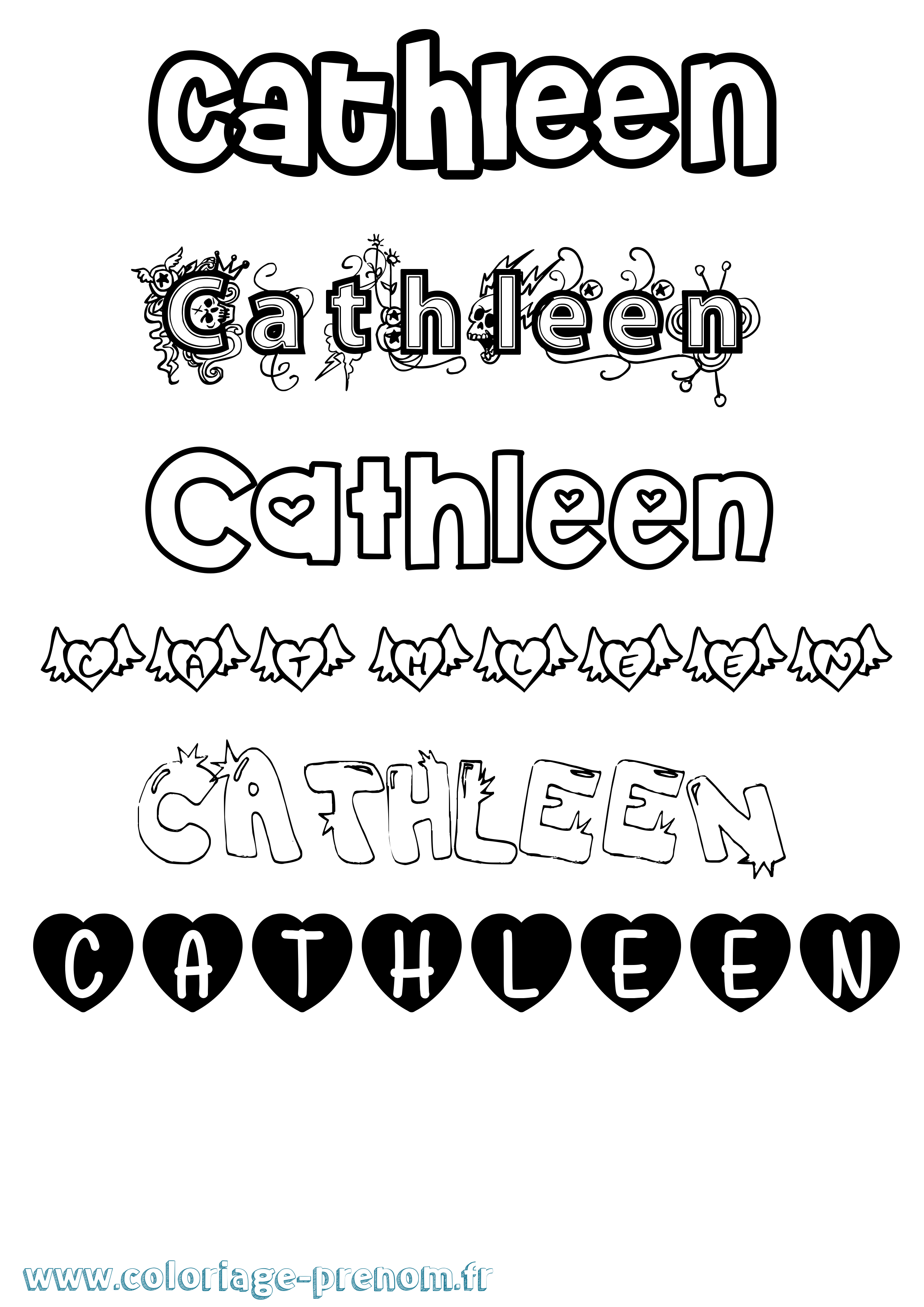 Coloriage prénom Cathleen Girly