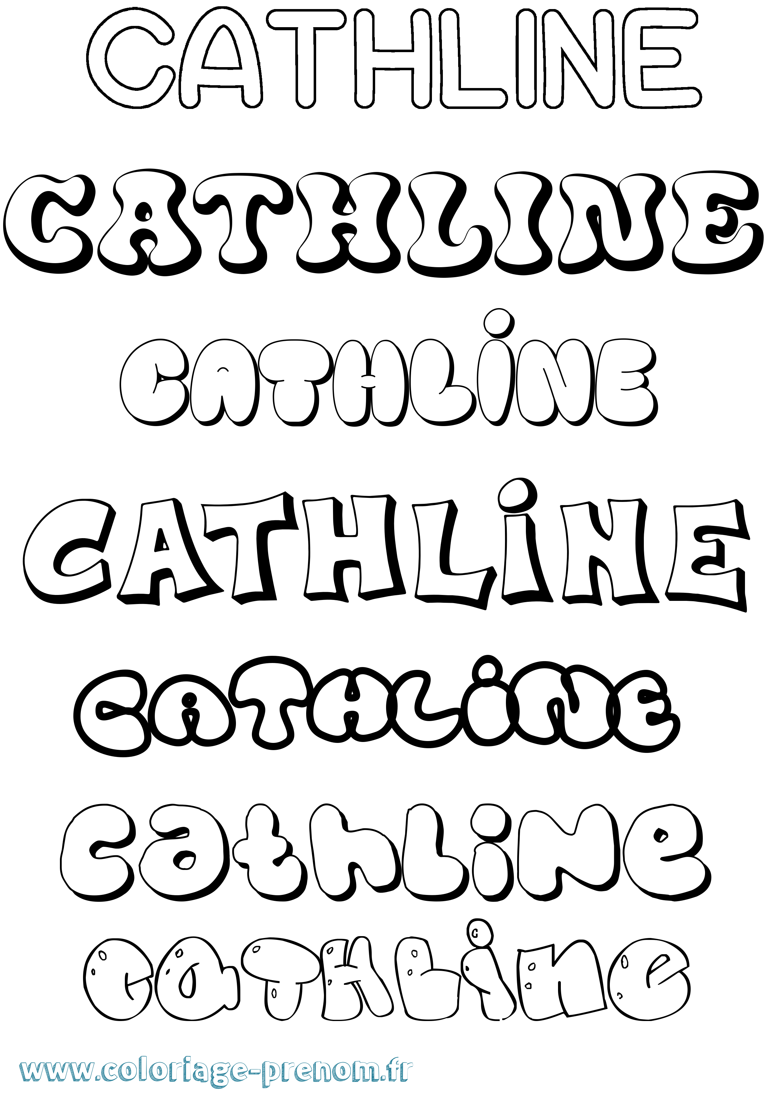 Coloriage prénom Cathline Bubble