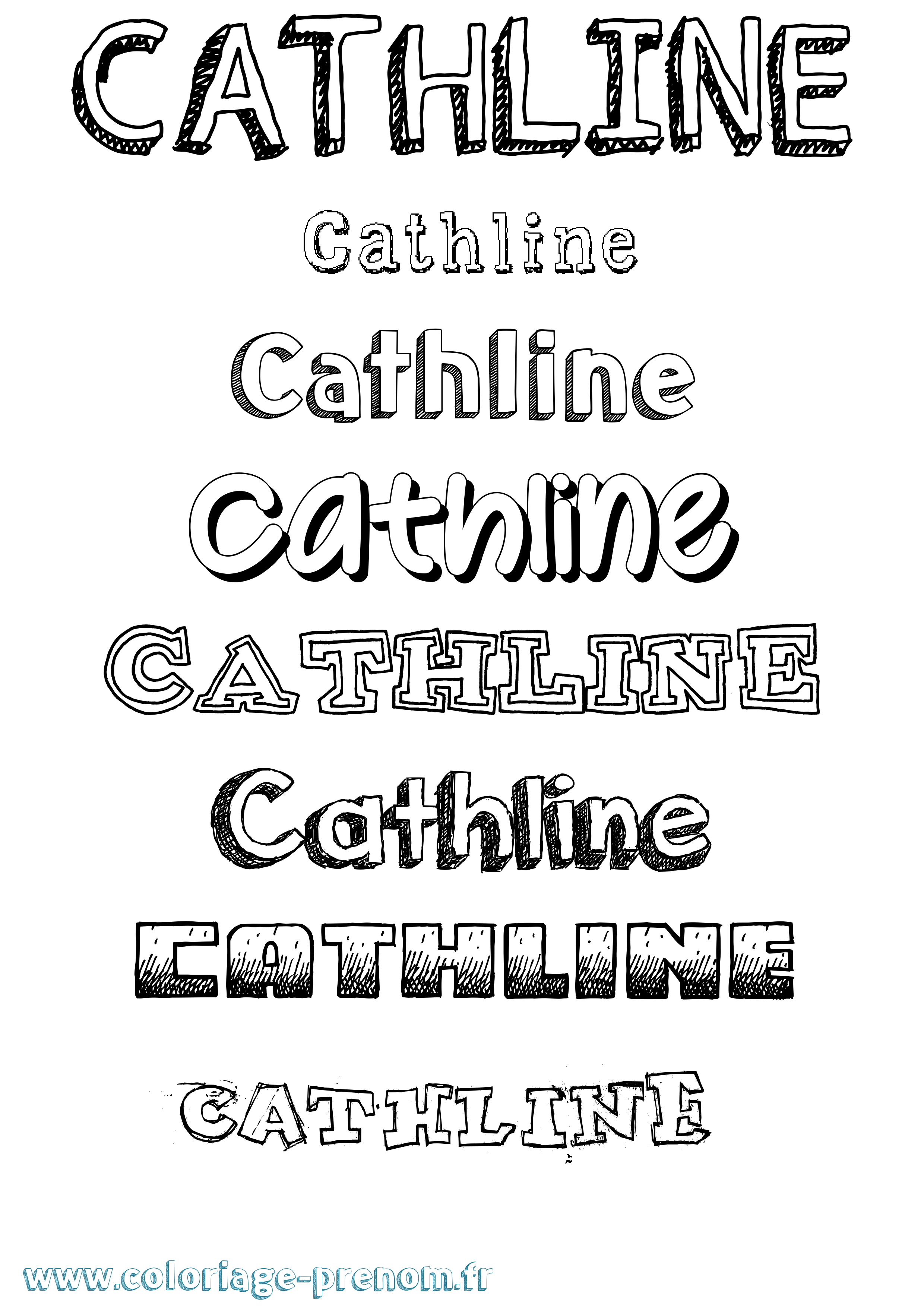 Coloriage prénom Cathline Dessiné