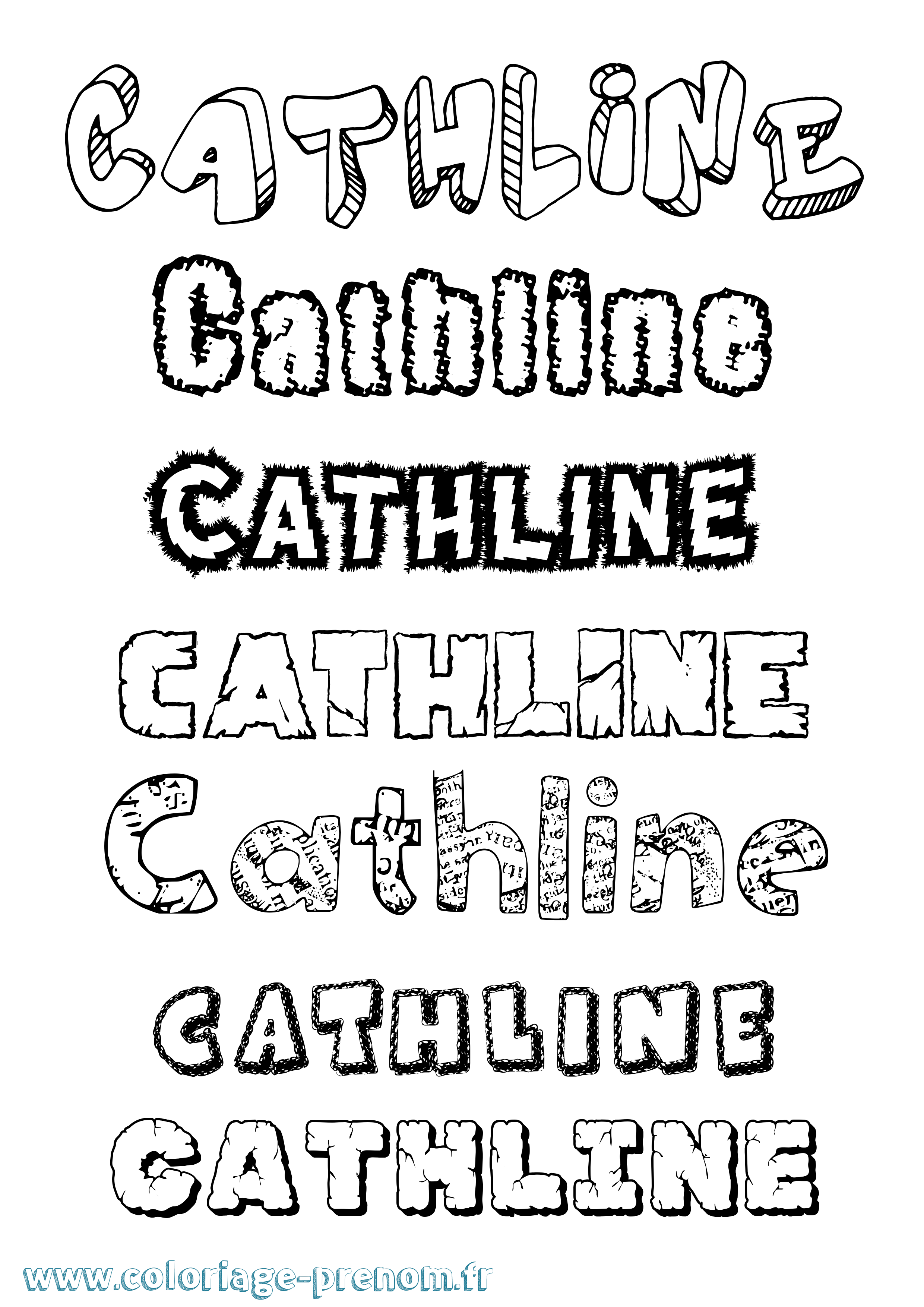 Coloriage prénom Cathline Destructuré
