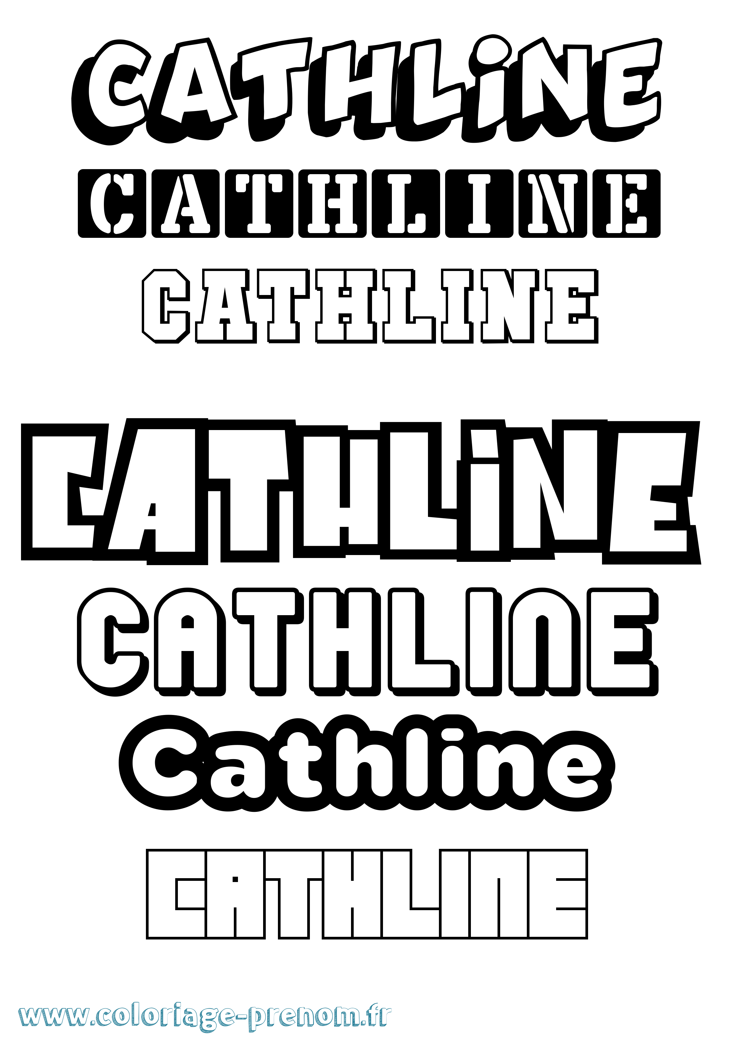 Coloriage prénom Cathline Simple