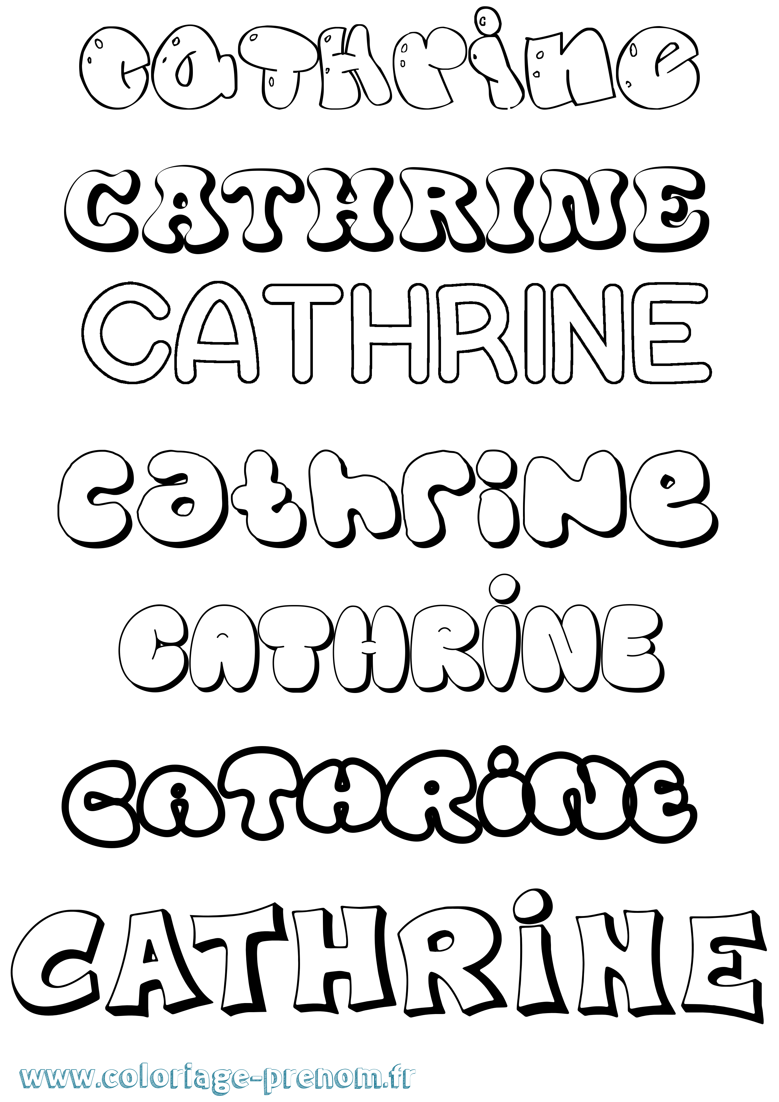Coloriage prénom Cathrine Bubble