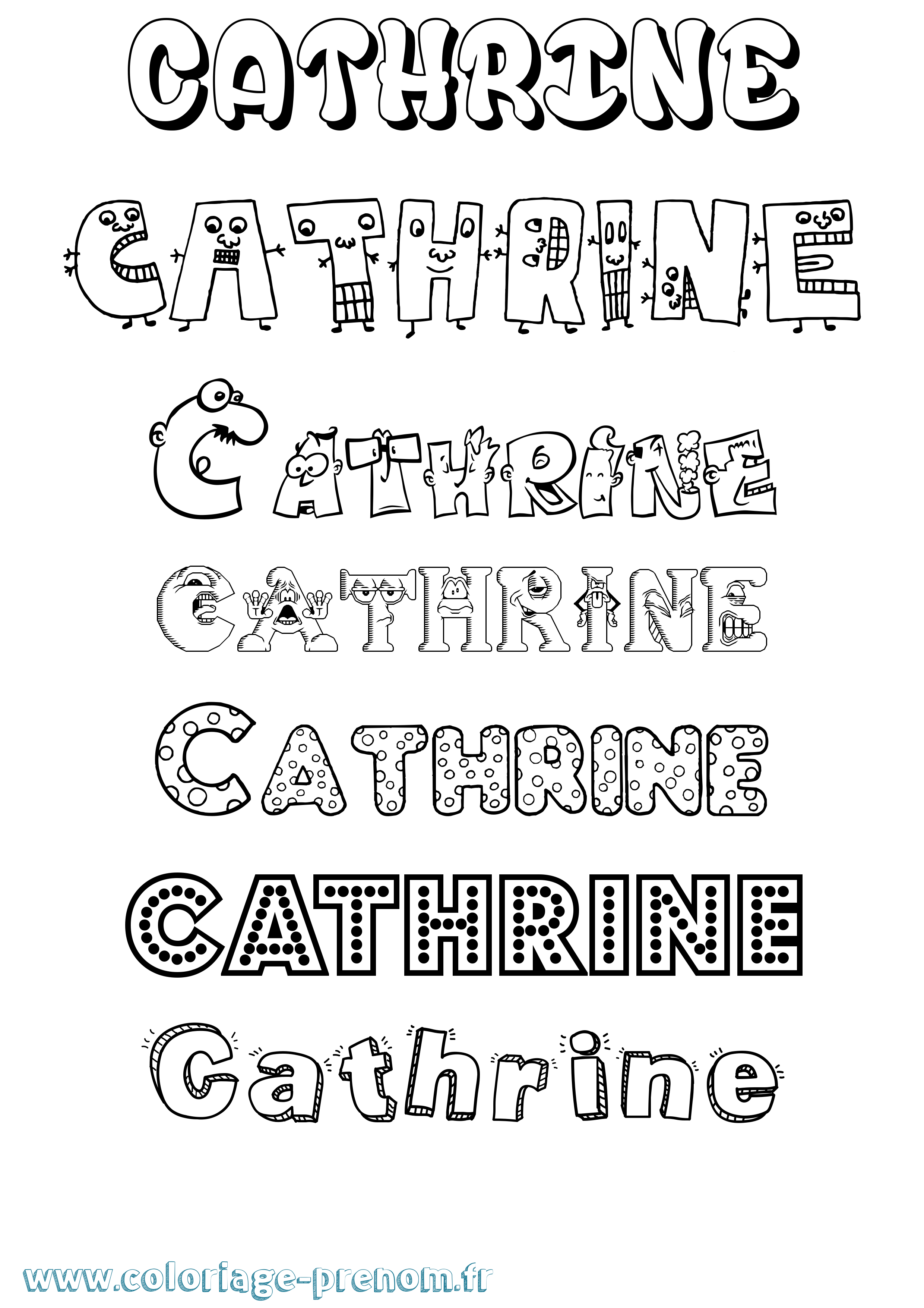 Coloriage prénom Cathrine Fun