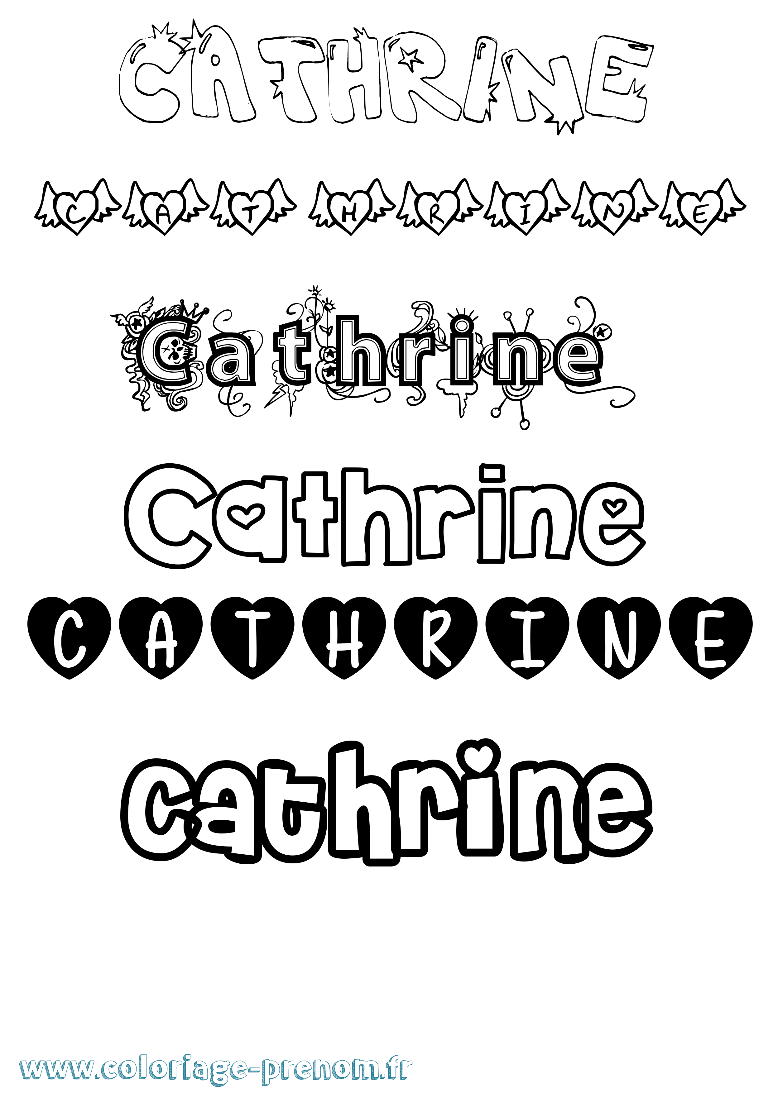 Coloriage prénom Cathrine Girly