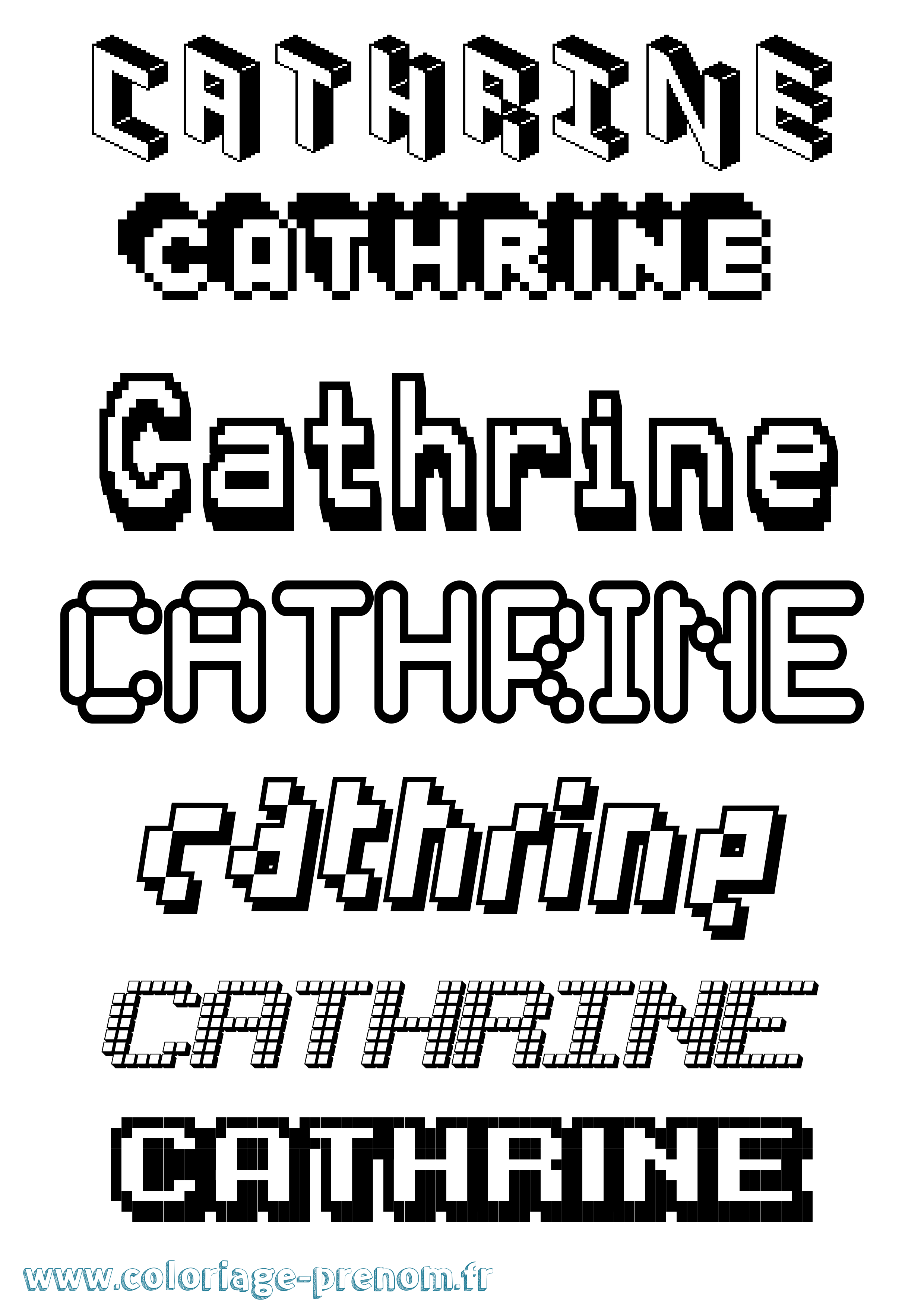 Coloriage prénom Cathrine Pixel