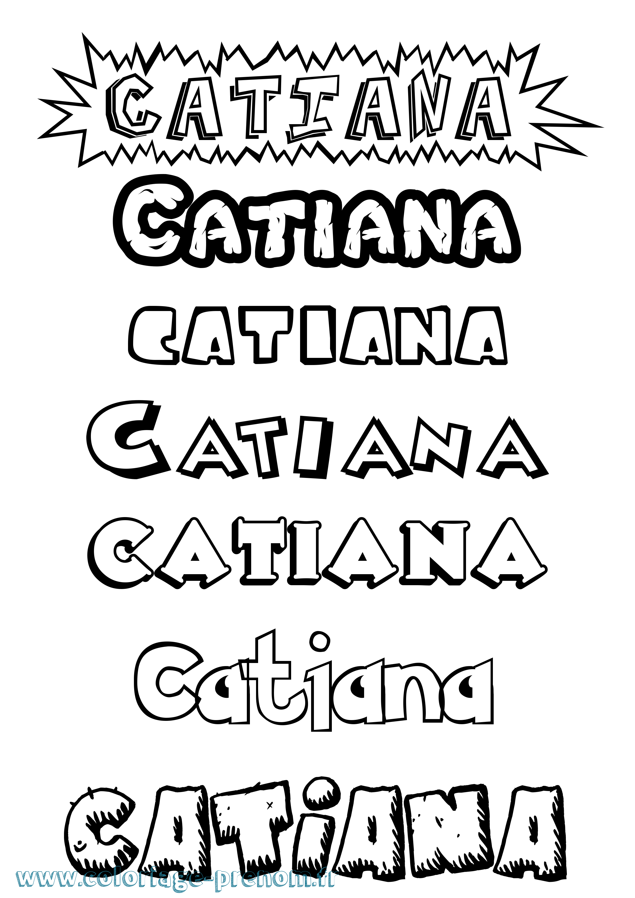 Coloriage prénom Catiana Dessin Animé