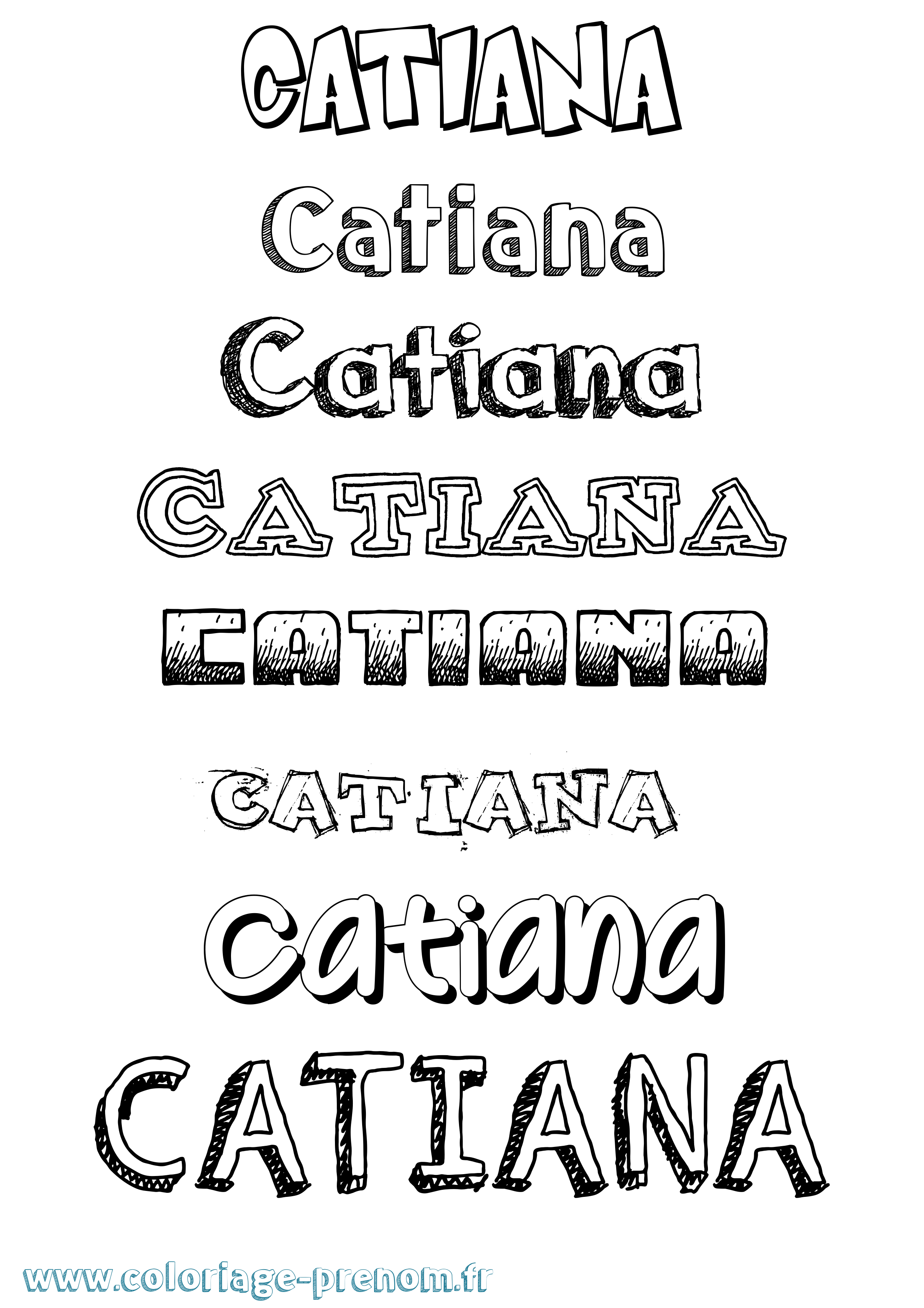 Coloriage prénom Catiana Dessiné