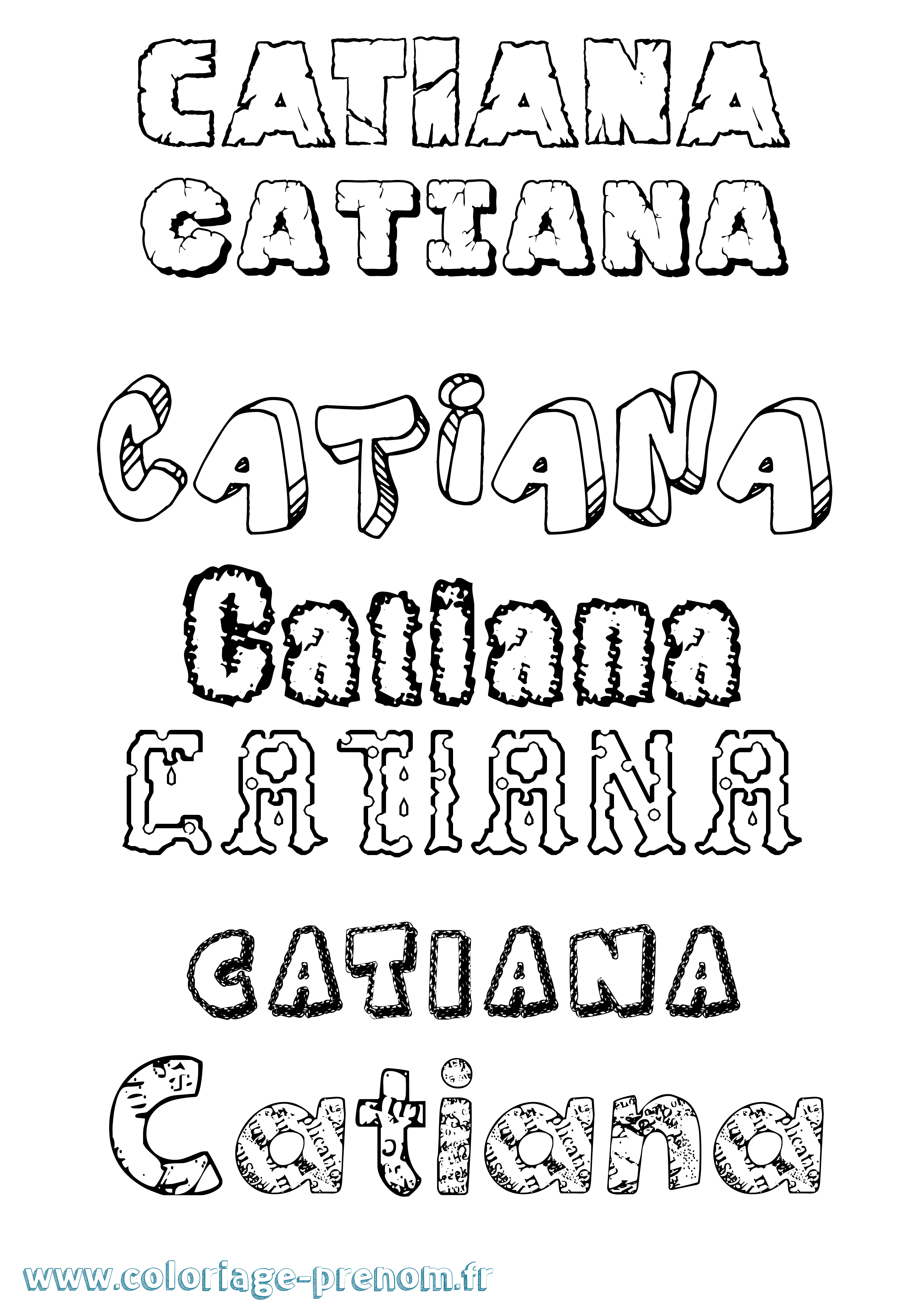 Coloriage prénom Catiana Destructuré