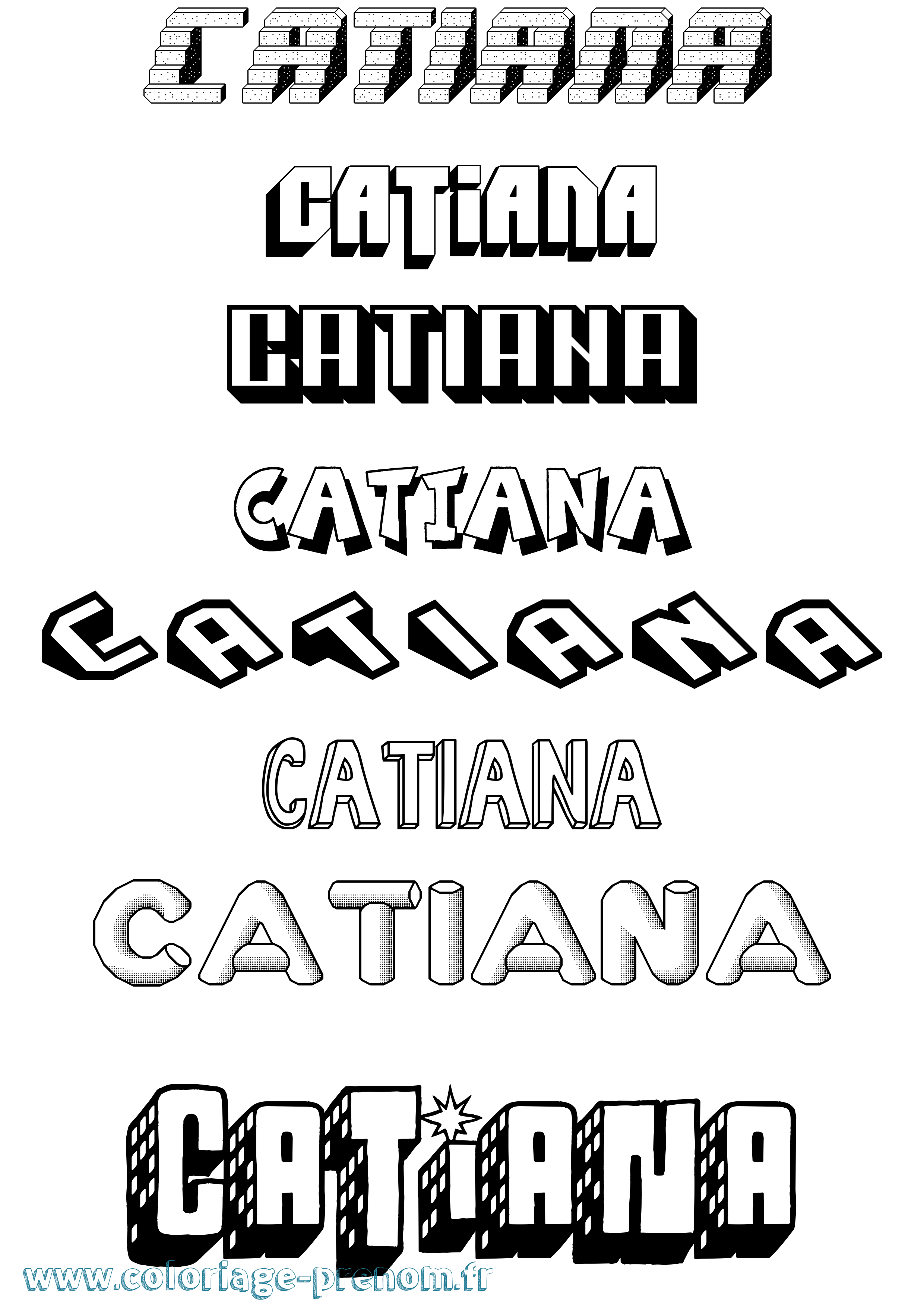 Coloriage prénom Catiana Effet 3D