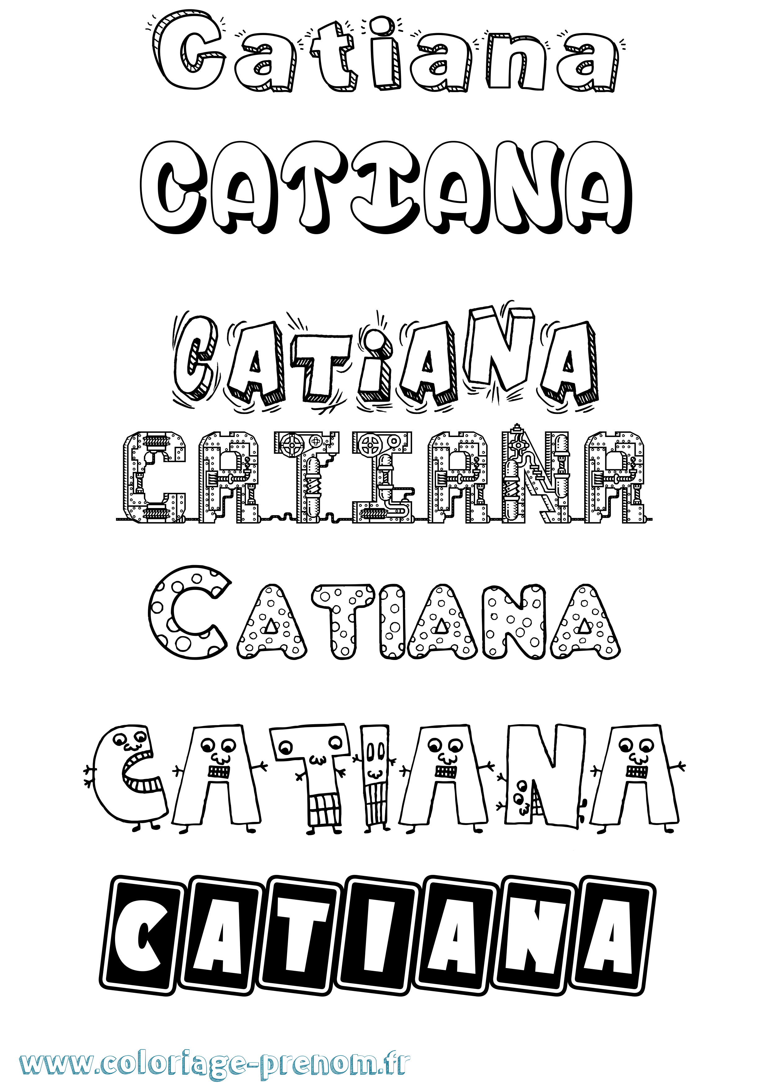 Coloriage prénom Catiana Fun