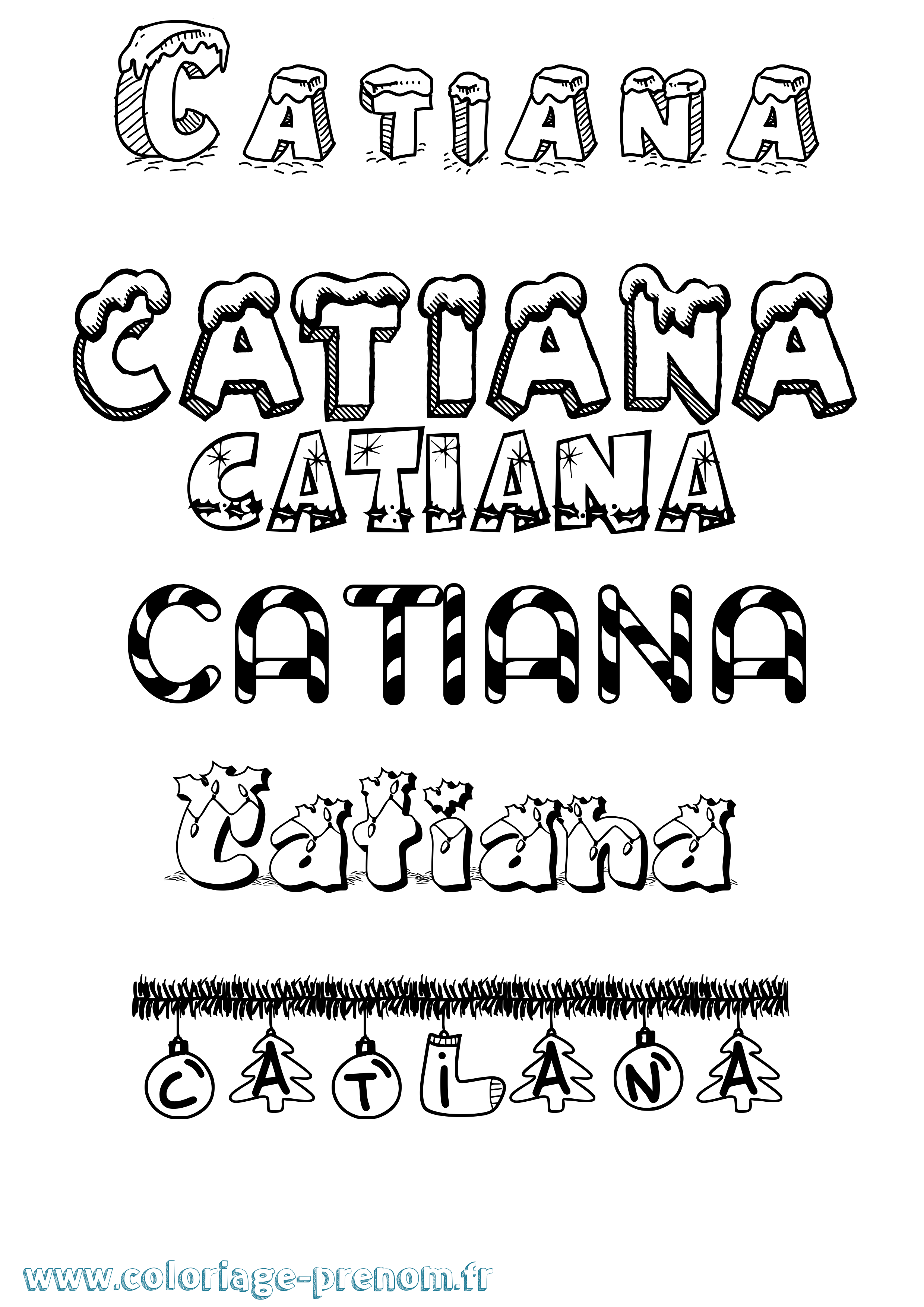 Coloriage prénom Catiana Noël