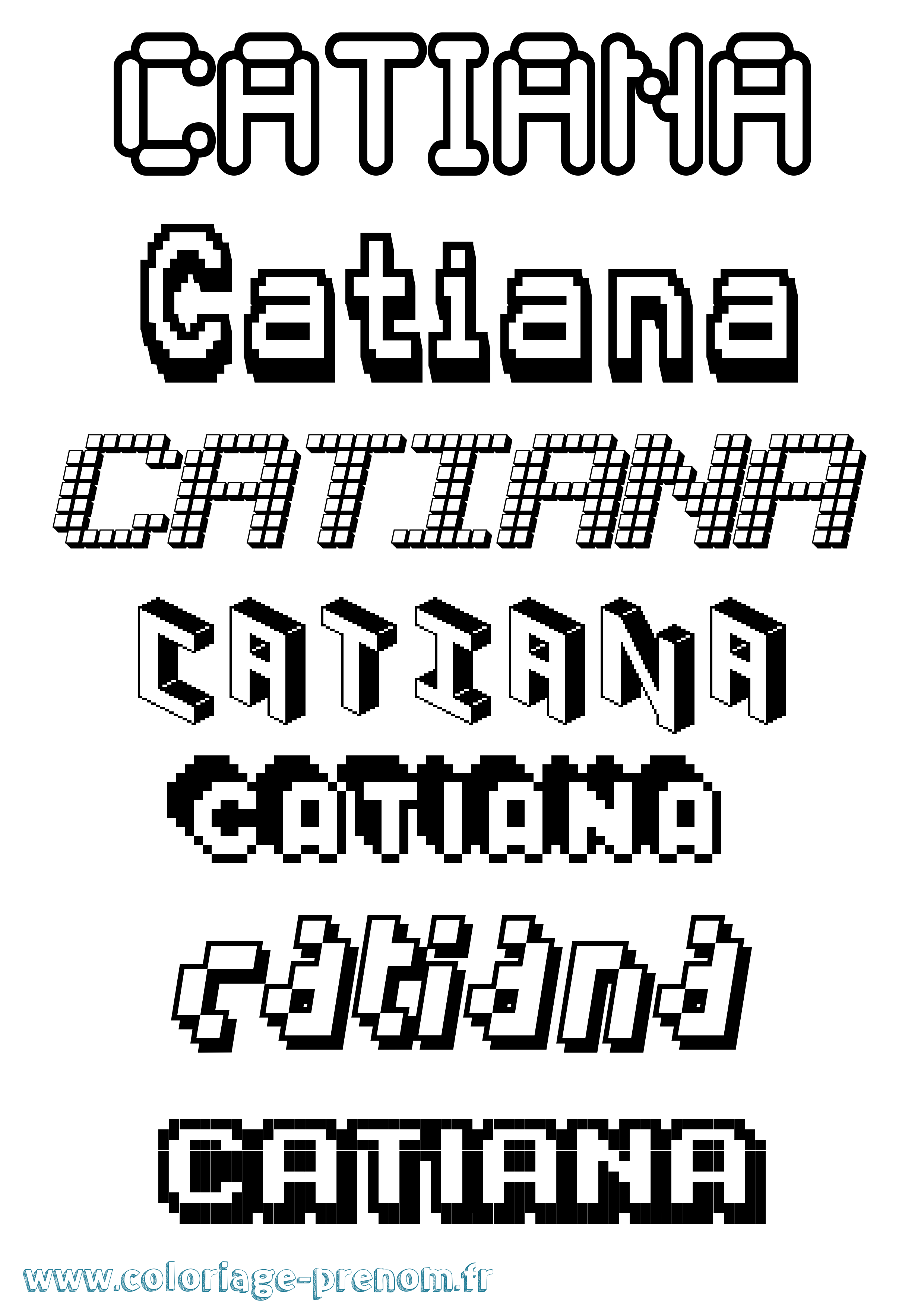 Coloriage prénom Catiana Pixel