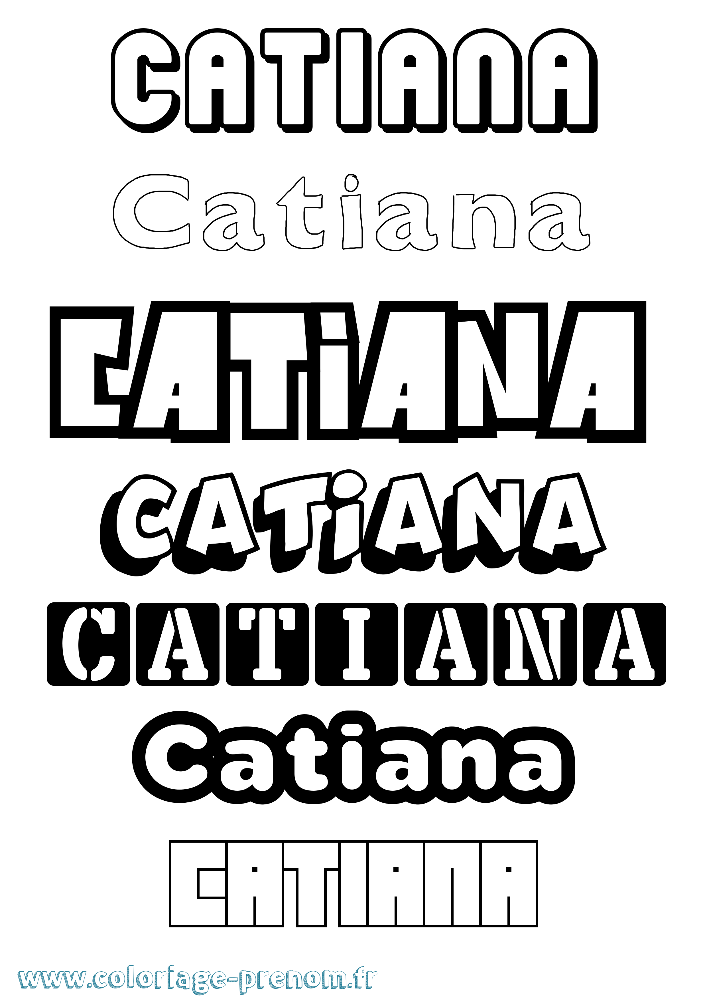 Coloriage prénom Catiana Simple