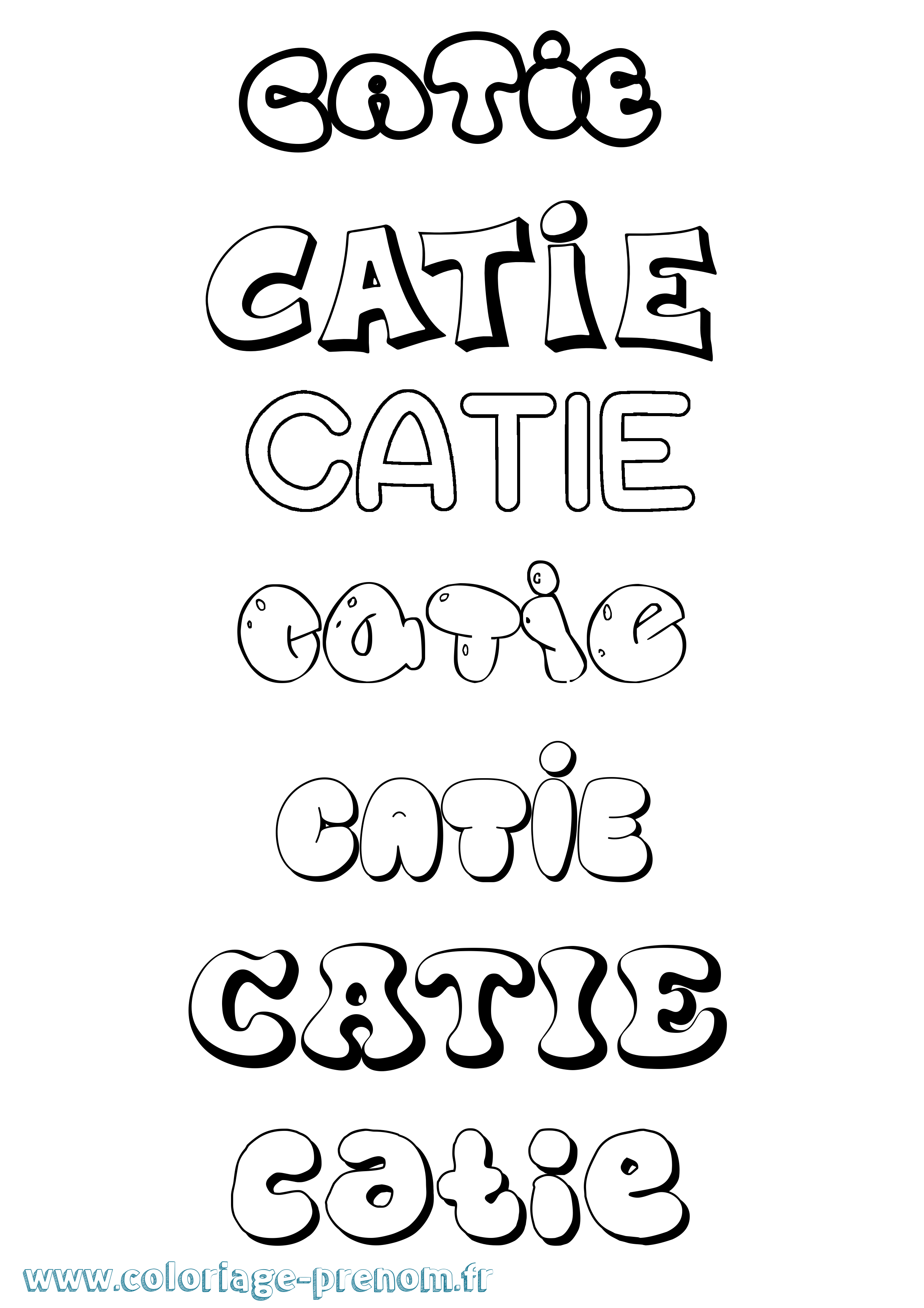 Coloriage prénom Catie Bubble