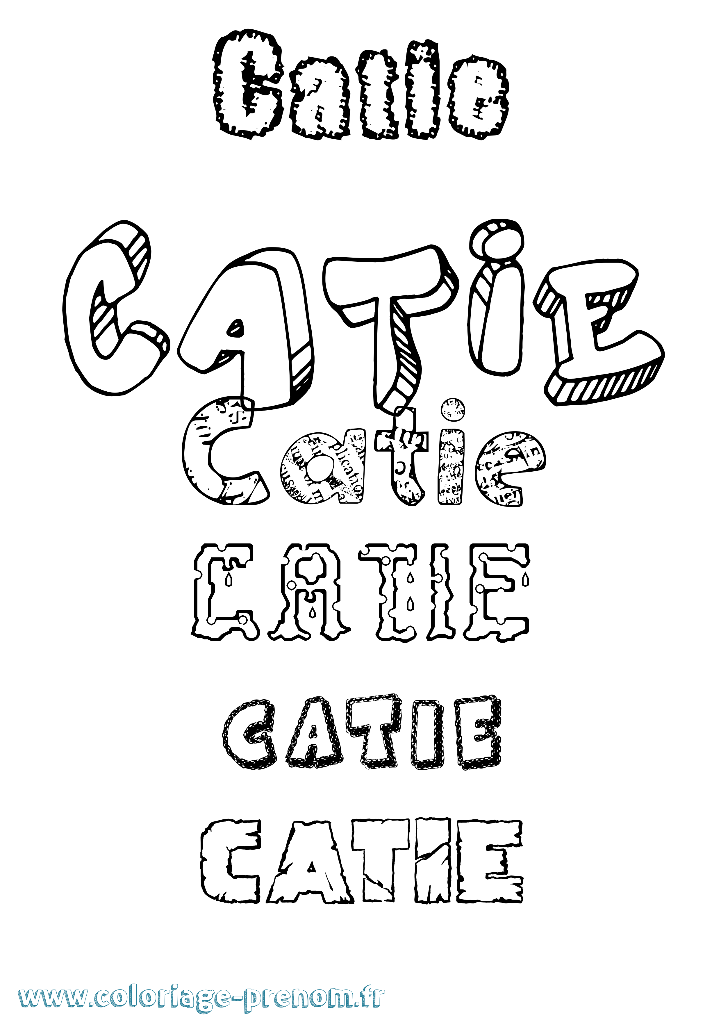 Coloriage prénom Catie Destructuré