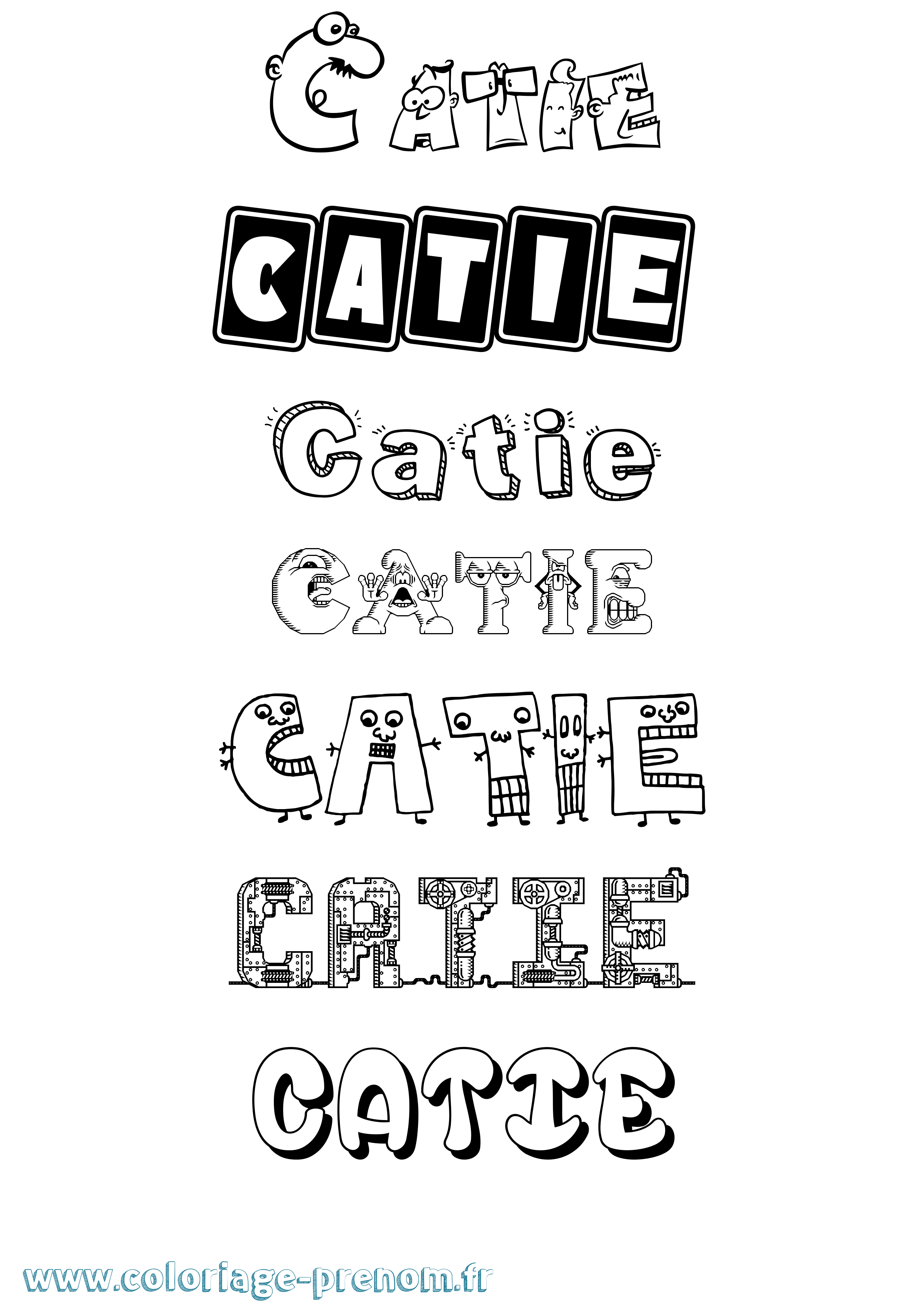 Coloriage prénom Catie Fun