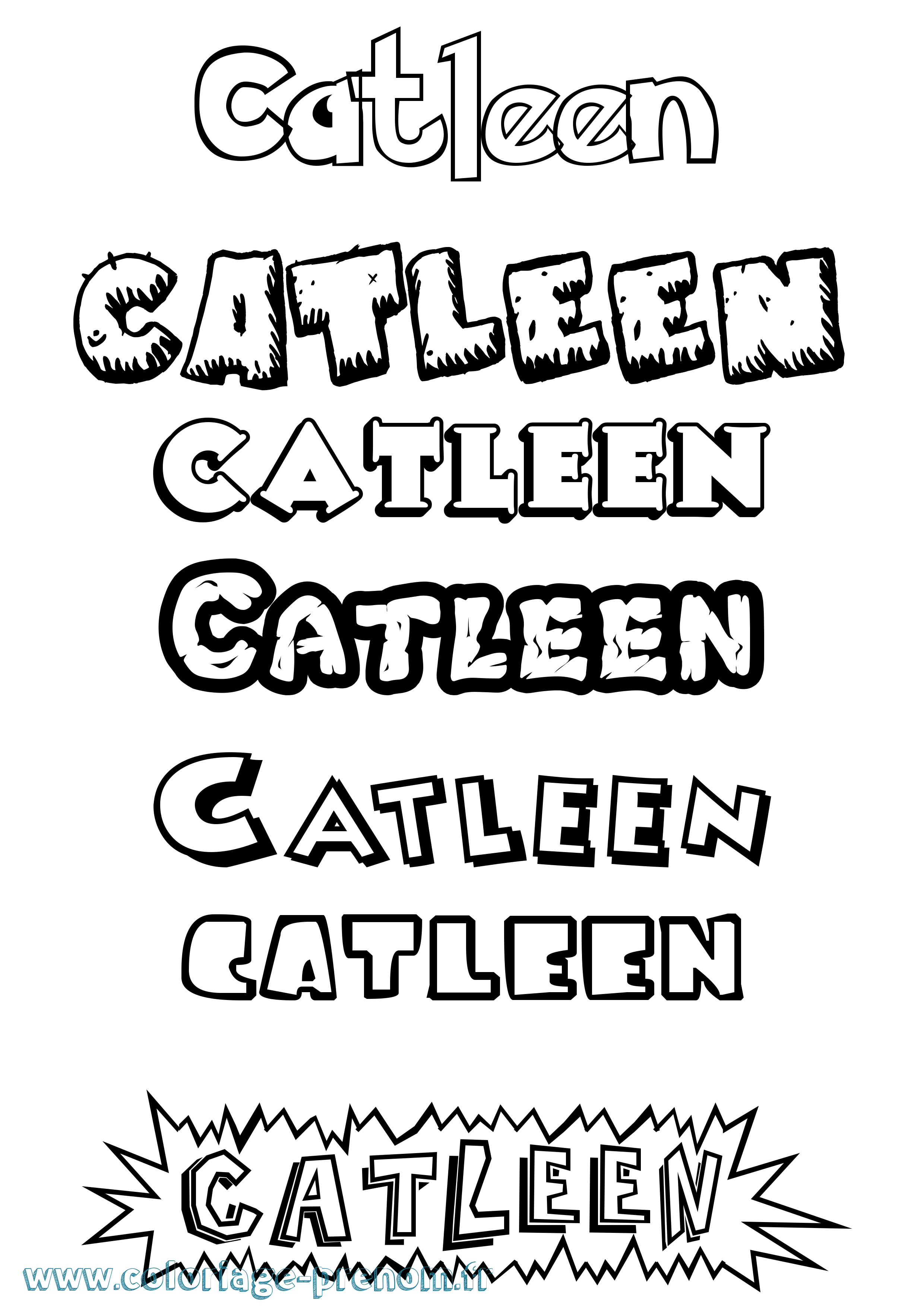 Coloriage Catleen Dessin Animé Coloriage prénom Catleen Dessin Animé