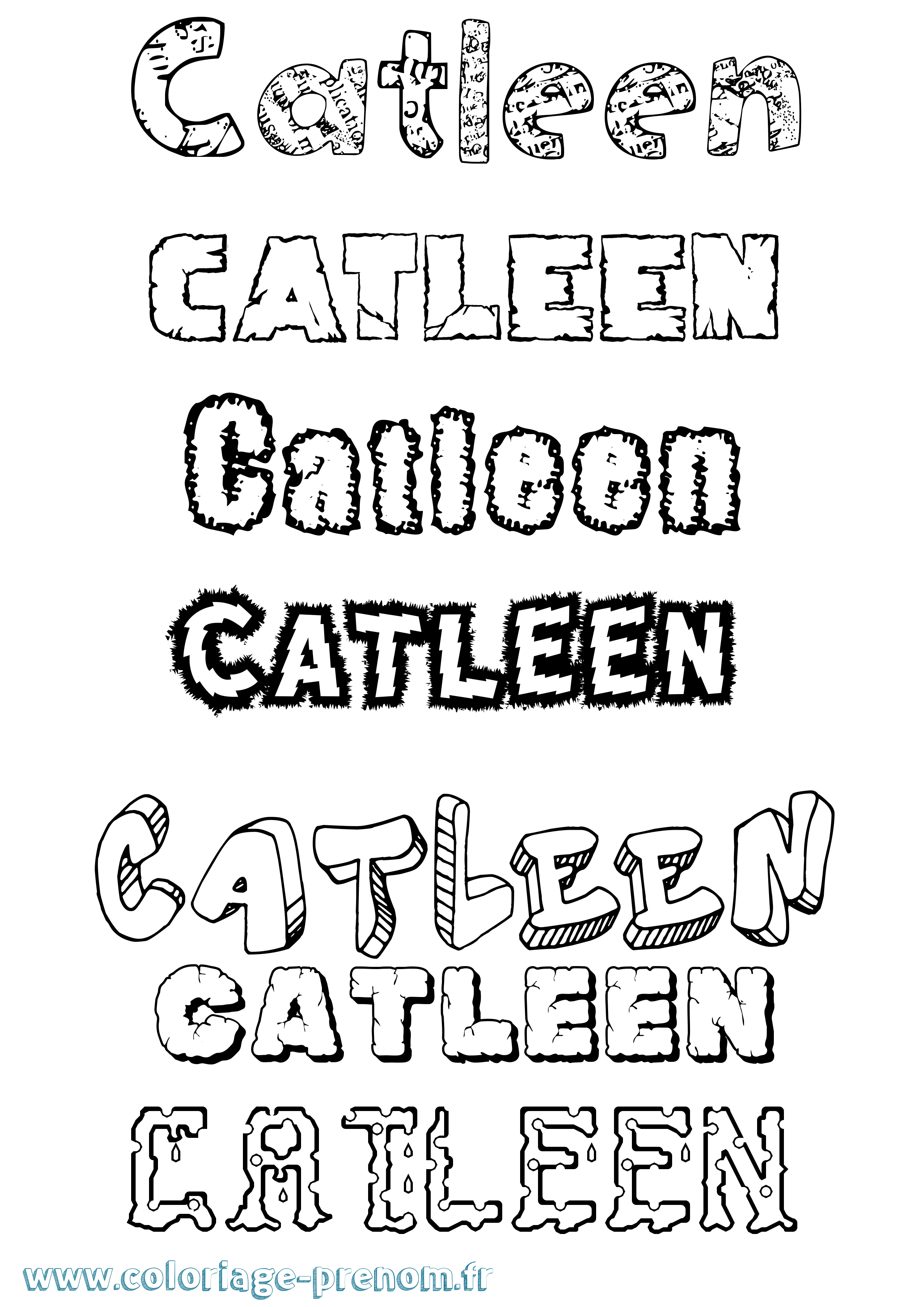 Coloriage Catleen Destructuré Coloriage prénom Catleen Destructuré