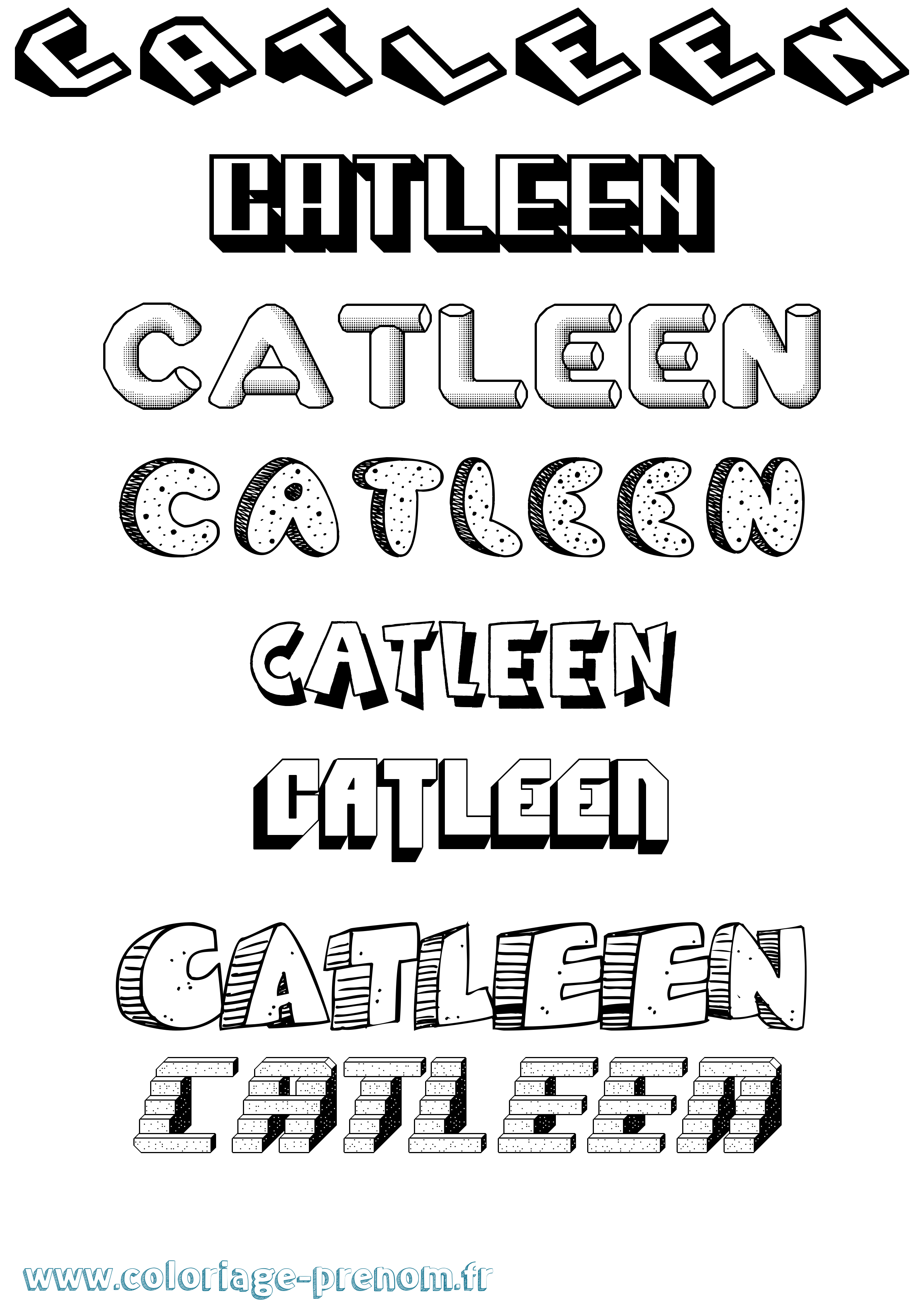 Coloriage Catleen Effet 3D Coloriage prénom Catleen Effet 3D