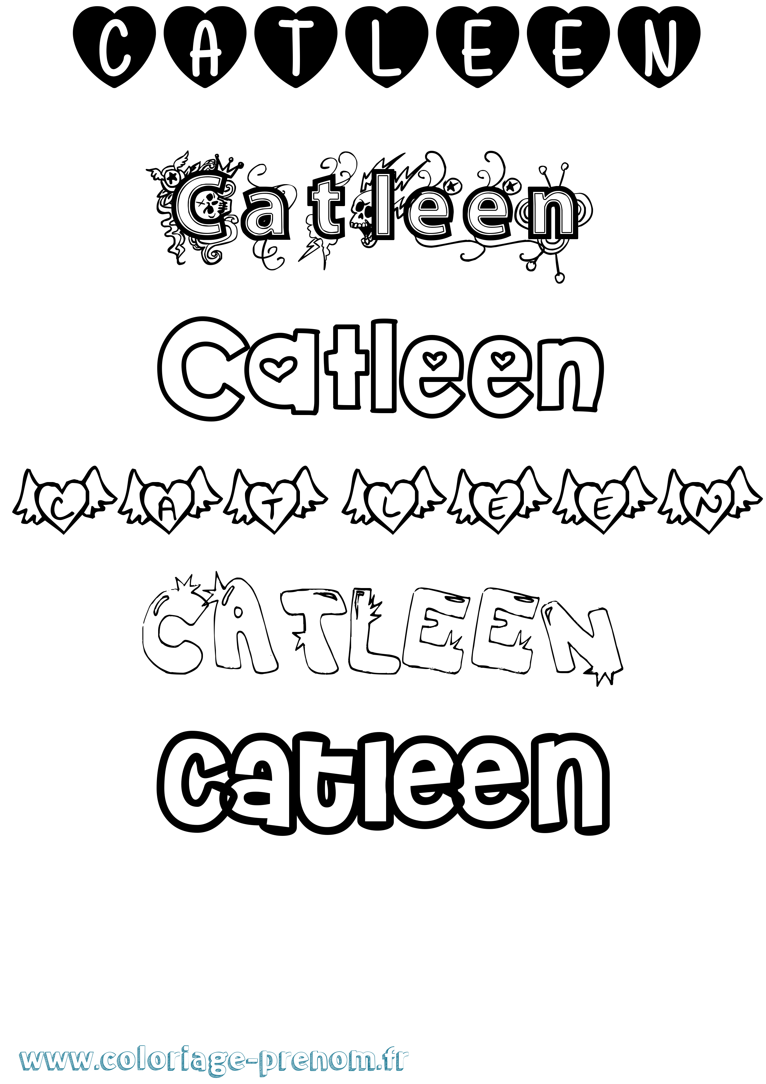 Coloriage Catleen Girly Coloriage prénom Catleen Girly