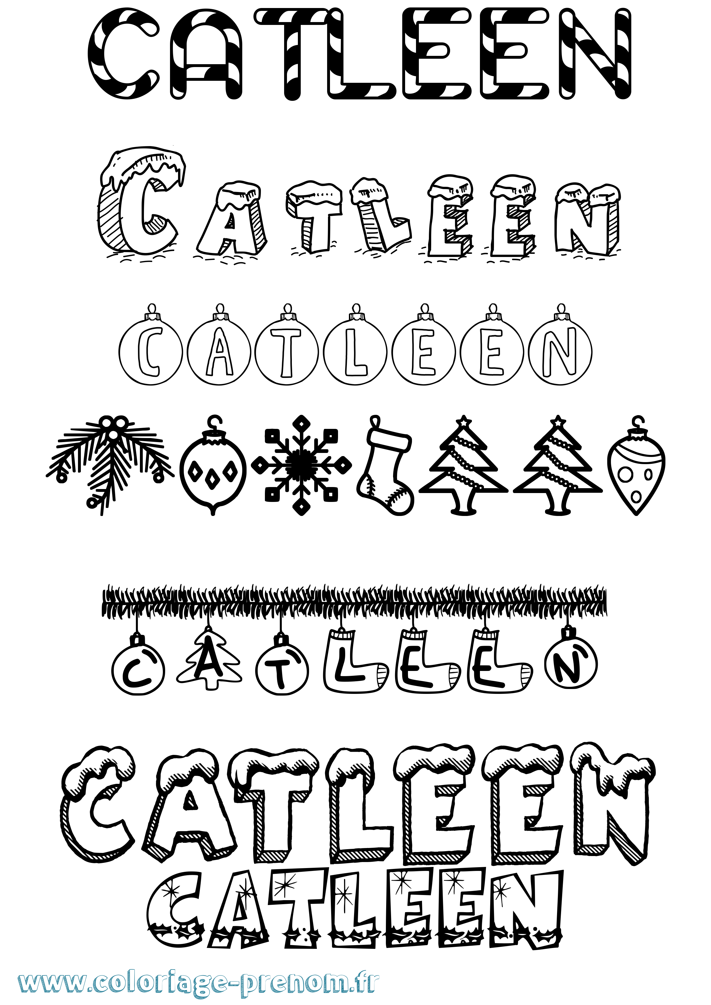 Coloriage Catleen Noël Coloriage prénom Catleen Noël