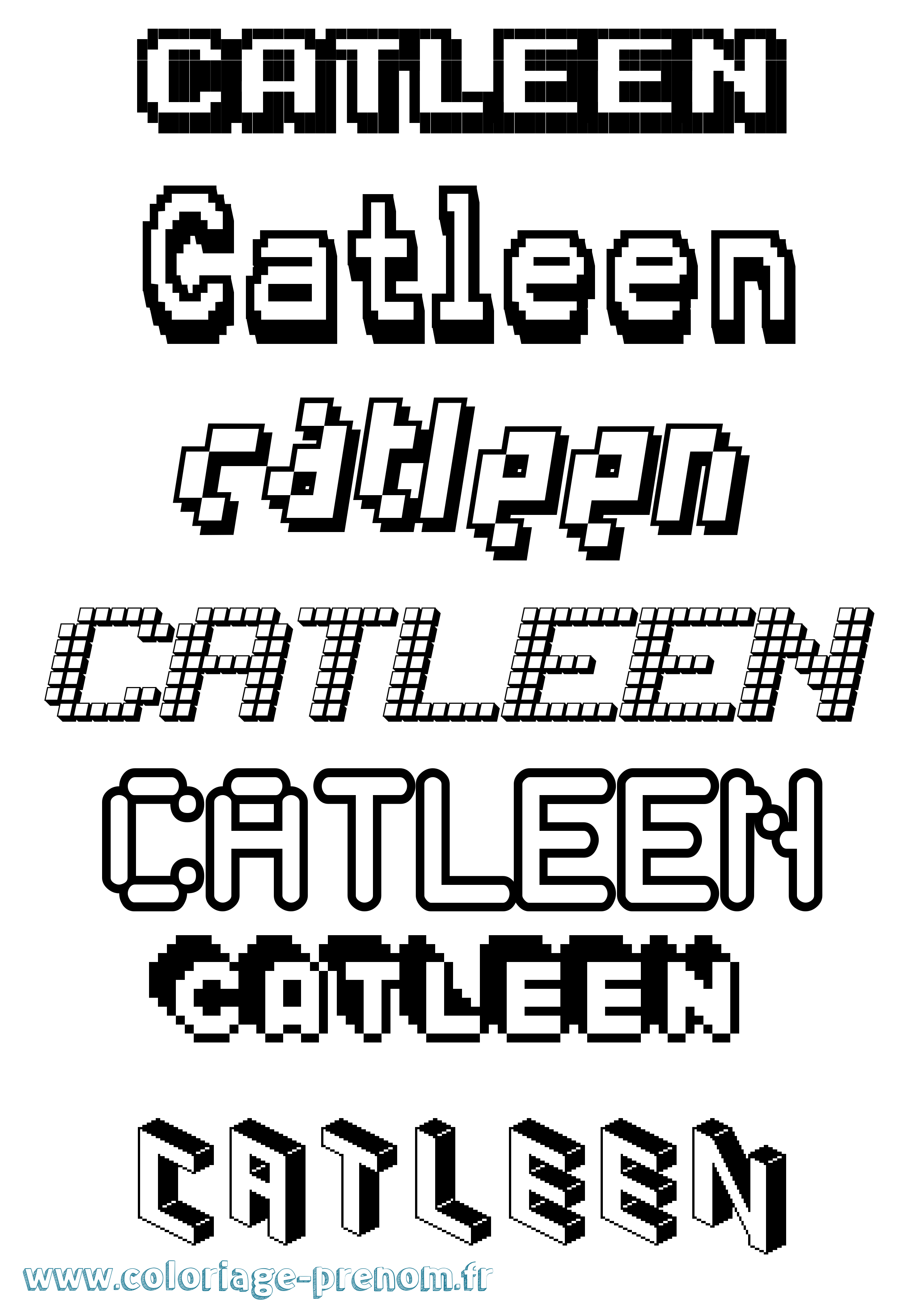 Coloriage Catleen Pixel Coloriage prénom Catleen Pixel