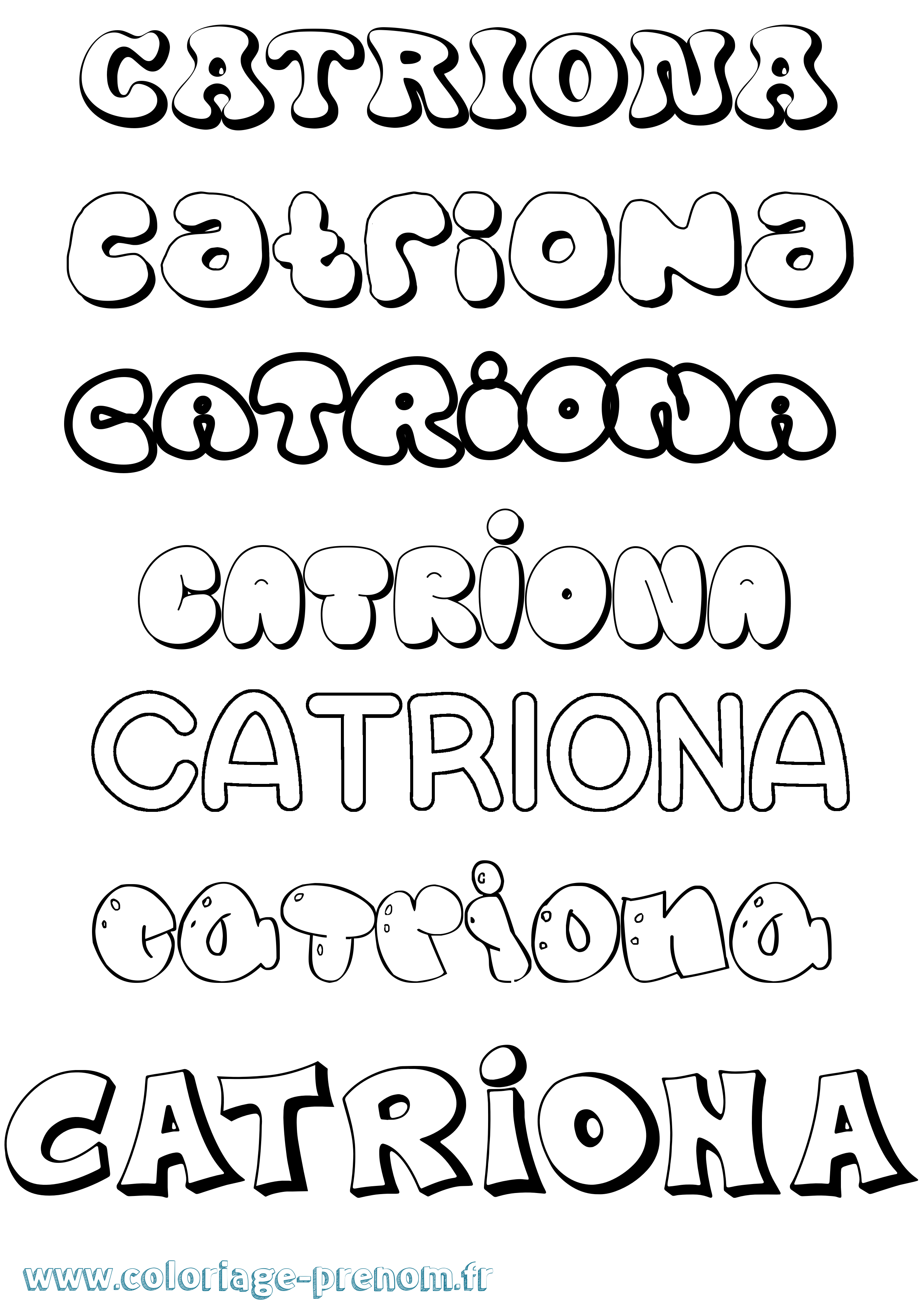 Coloriage prénom Catriona Bubble