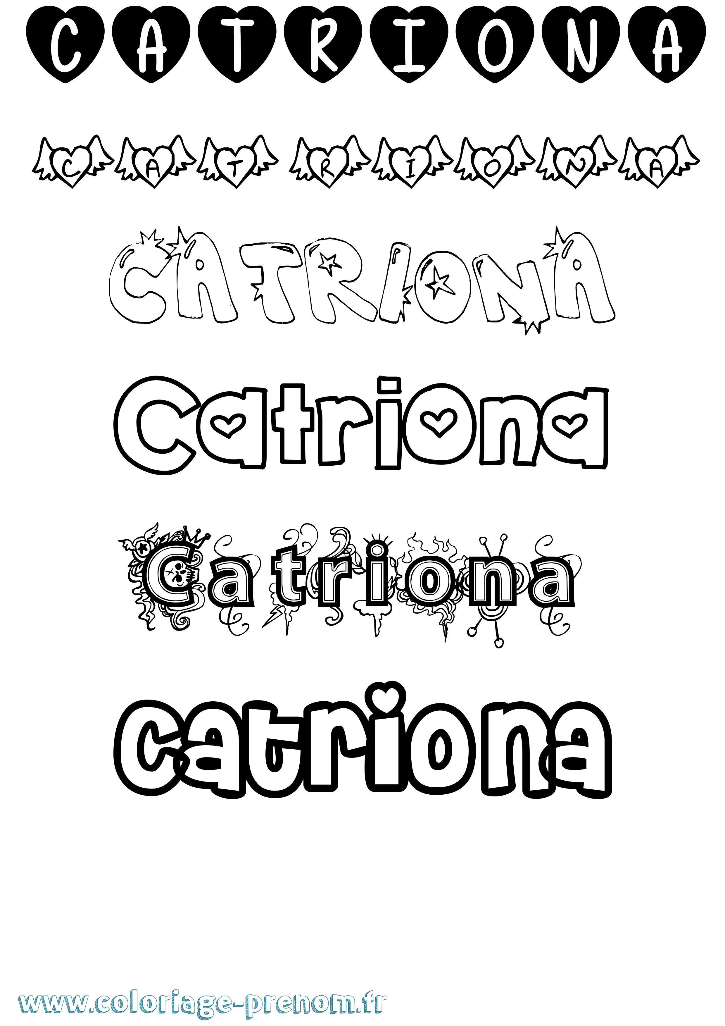 Coloriage prénom Catriona Girly