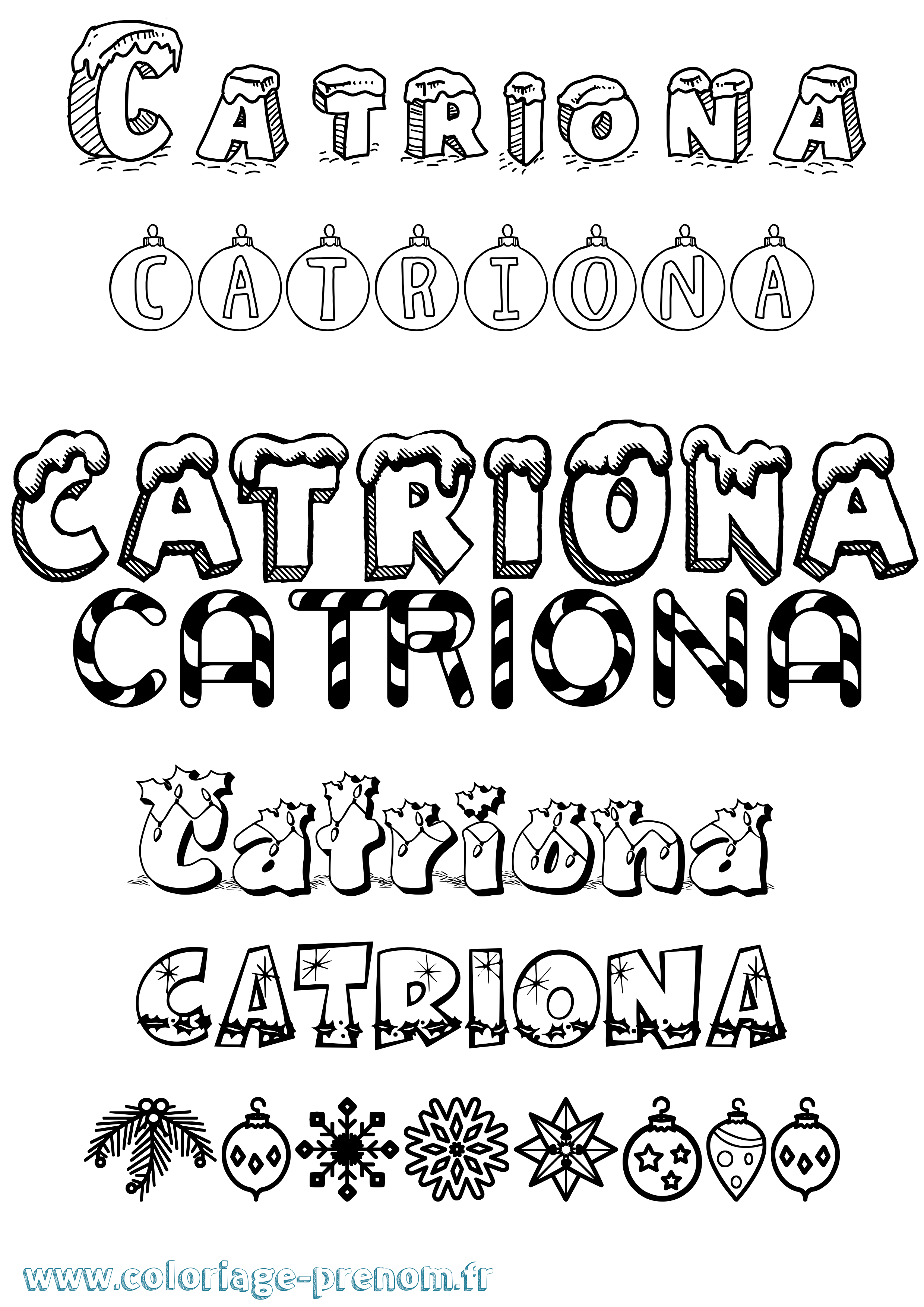 Coloriage prénom Catriona Noël