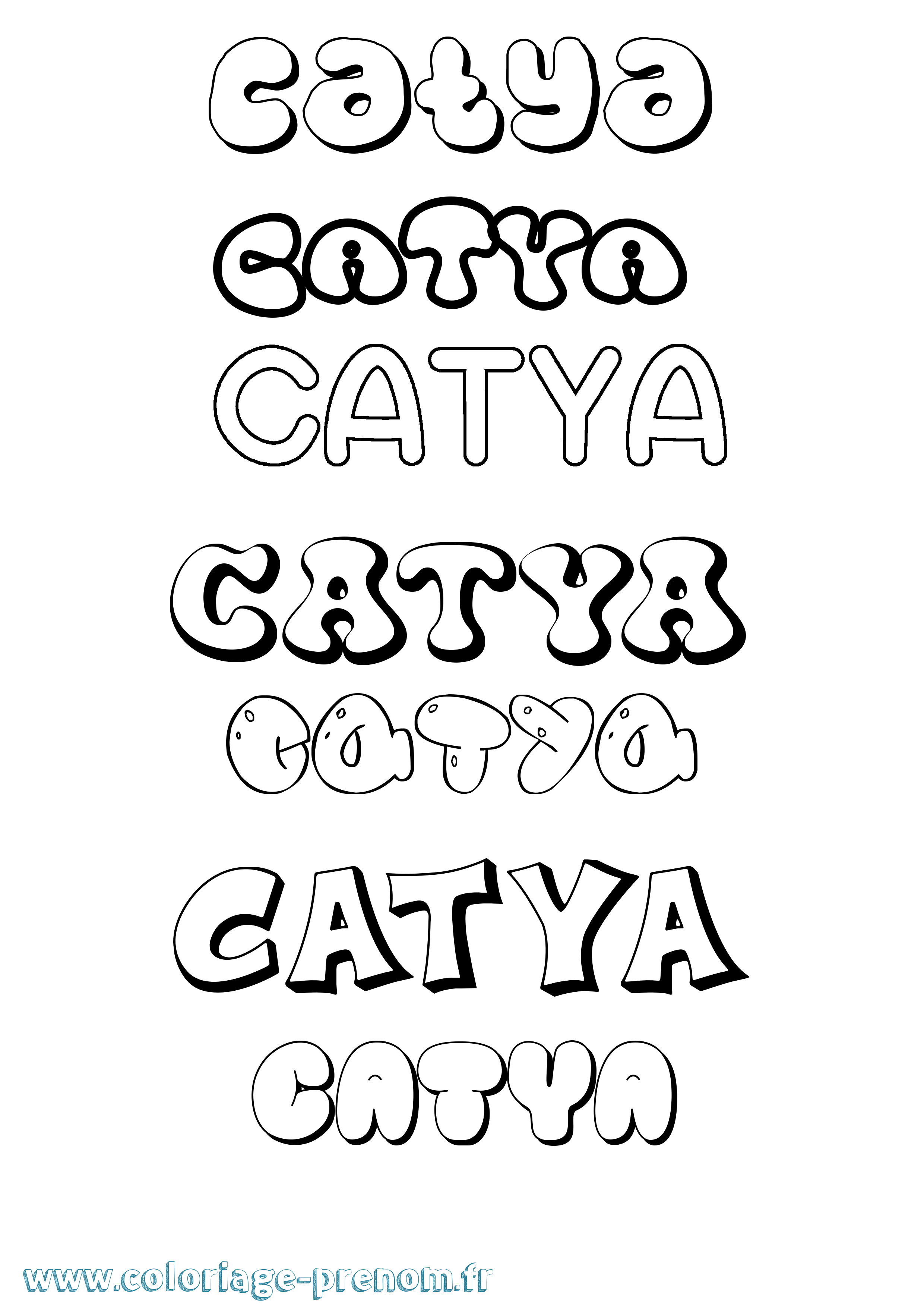 Coloriage prénom Catya Bubble