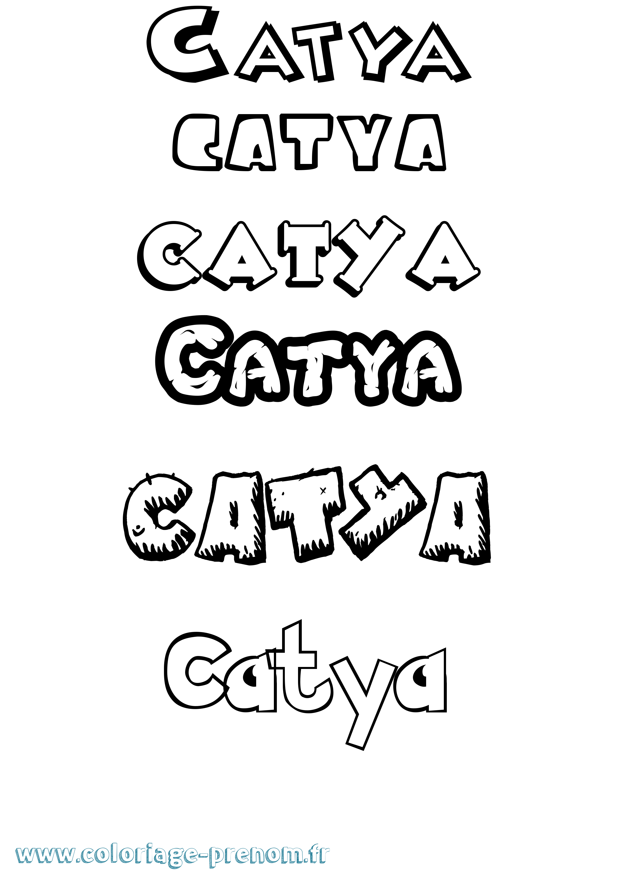 Coloriage prénom Catya Dessin Animé