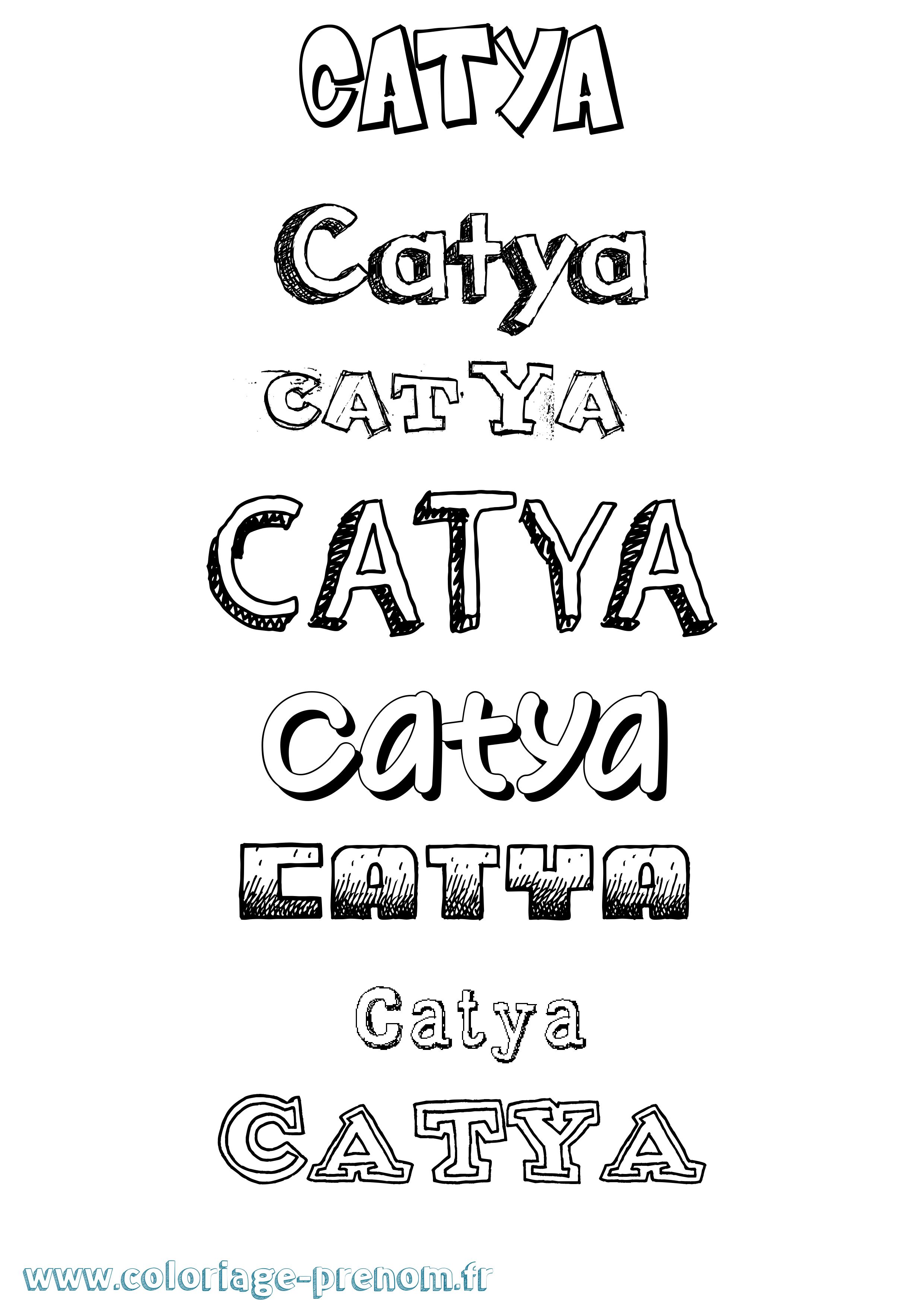 Coloriage prénom Catya Dessiné
