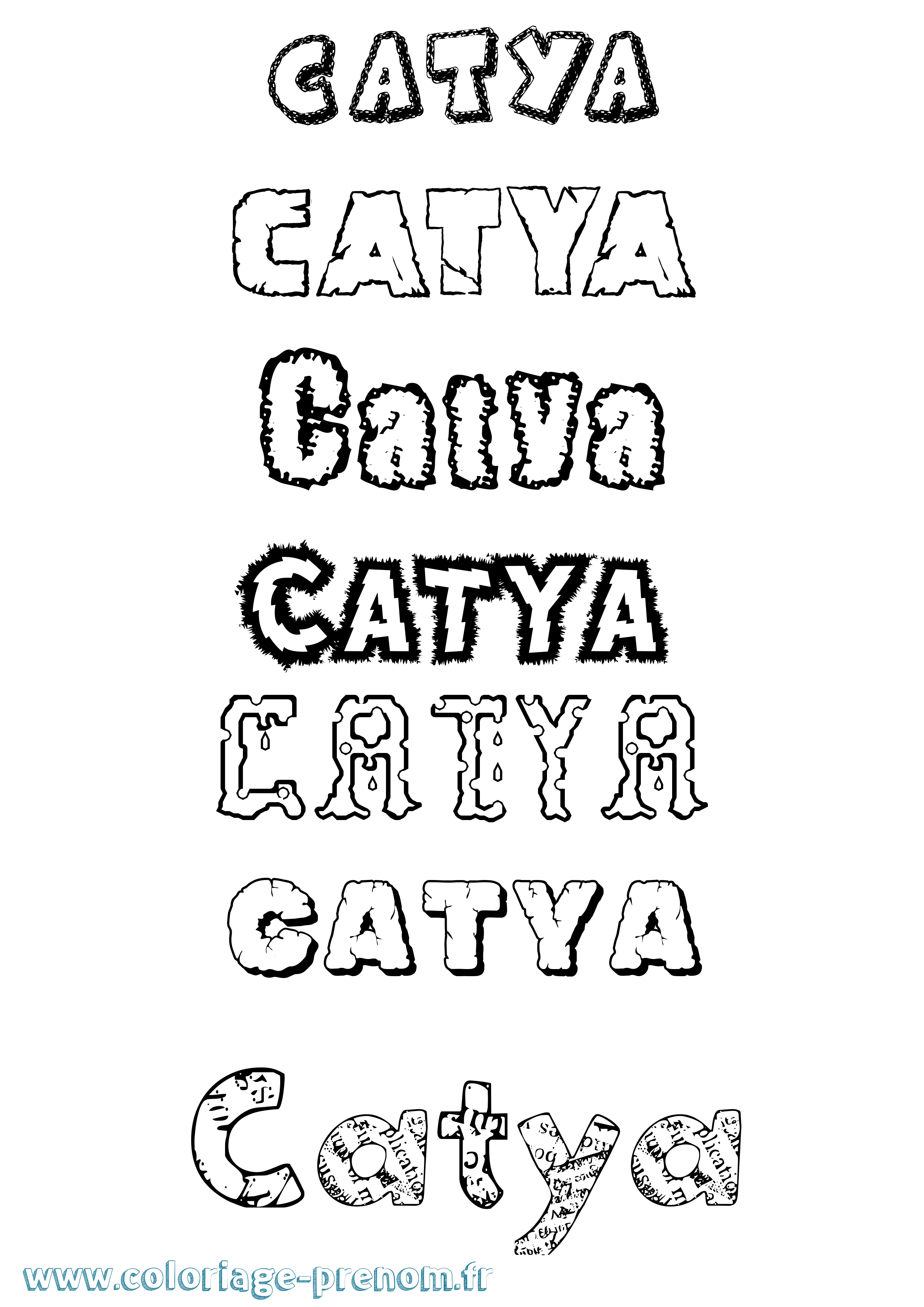 Coloriage prénom Catya Destructuré