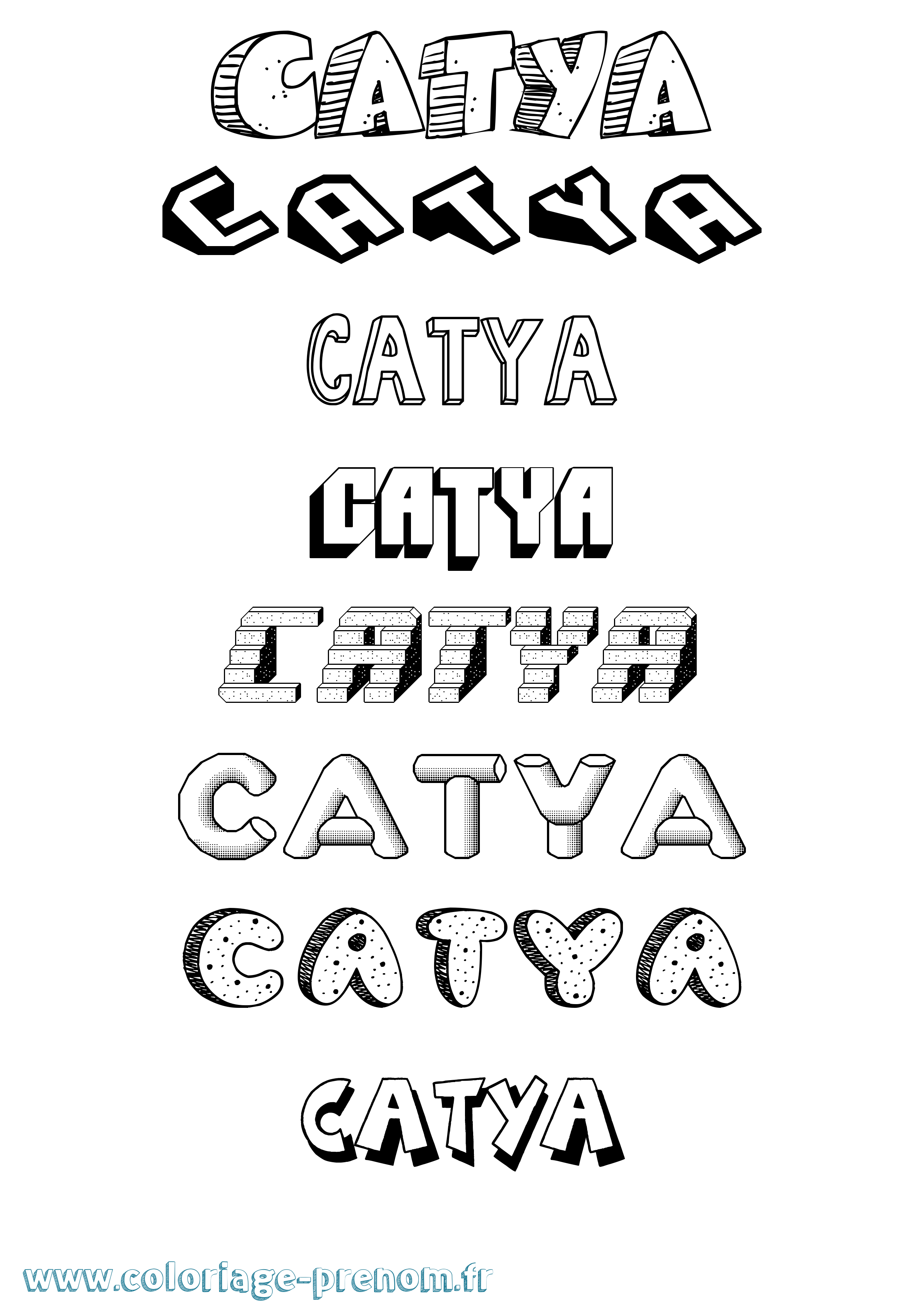 Coloriage prénom Catya Effet 3D