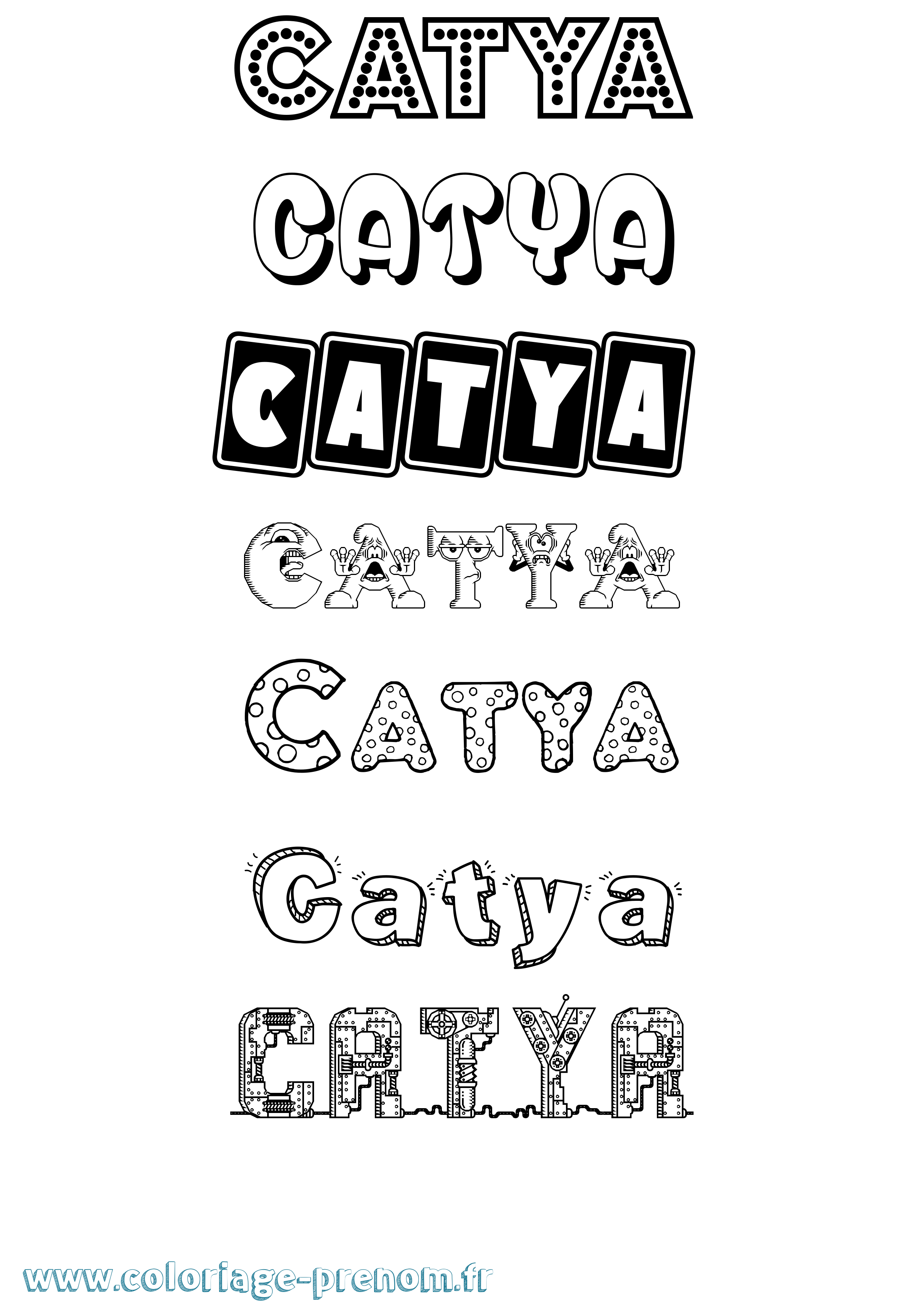 Coloriage prénom Catya Fun