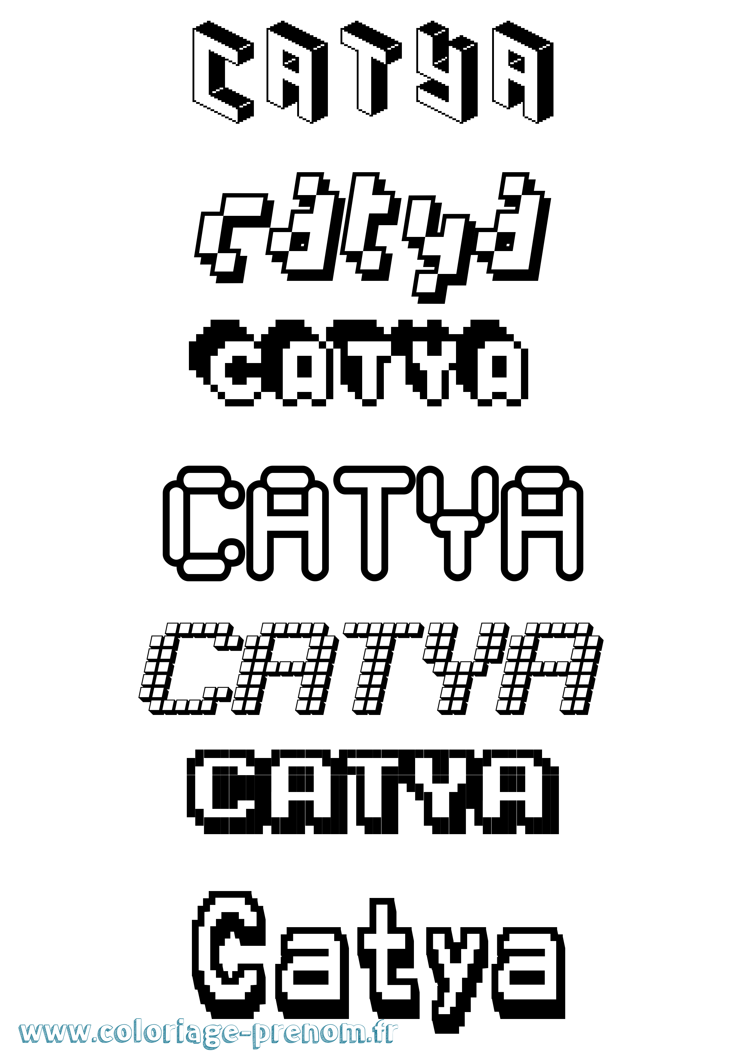 Coloriage prénom Catya Pixel