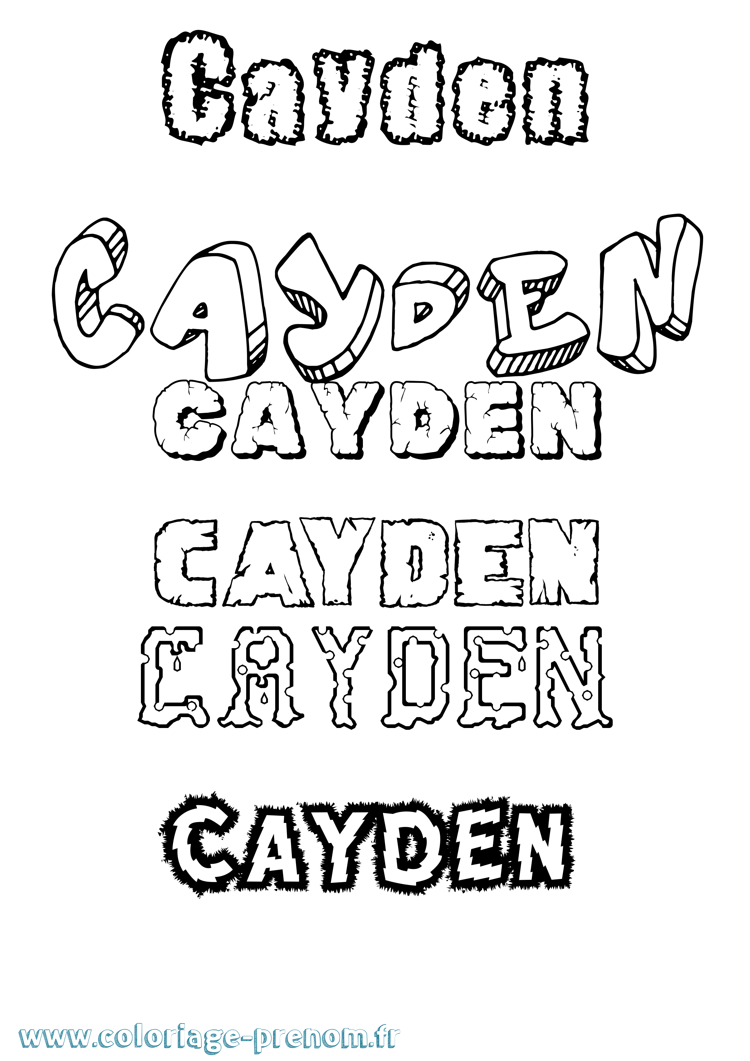 Coloriage prénom Cayden Destructuré