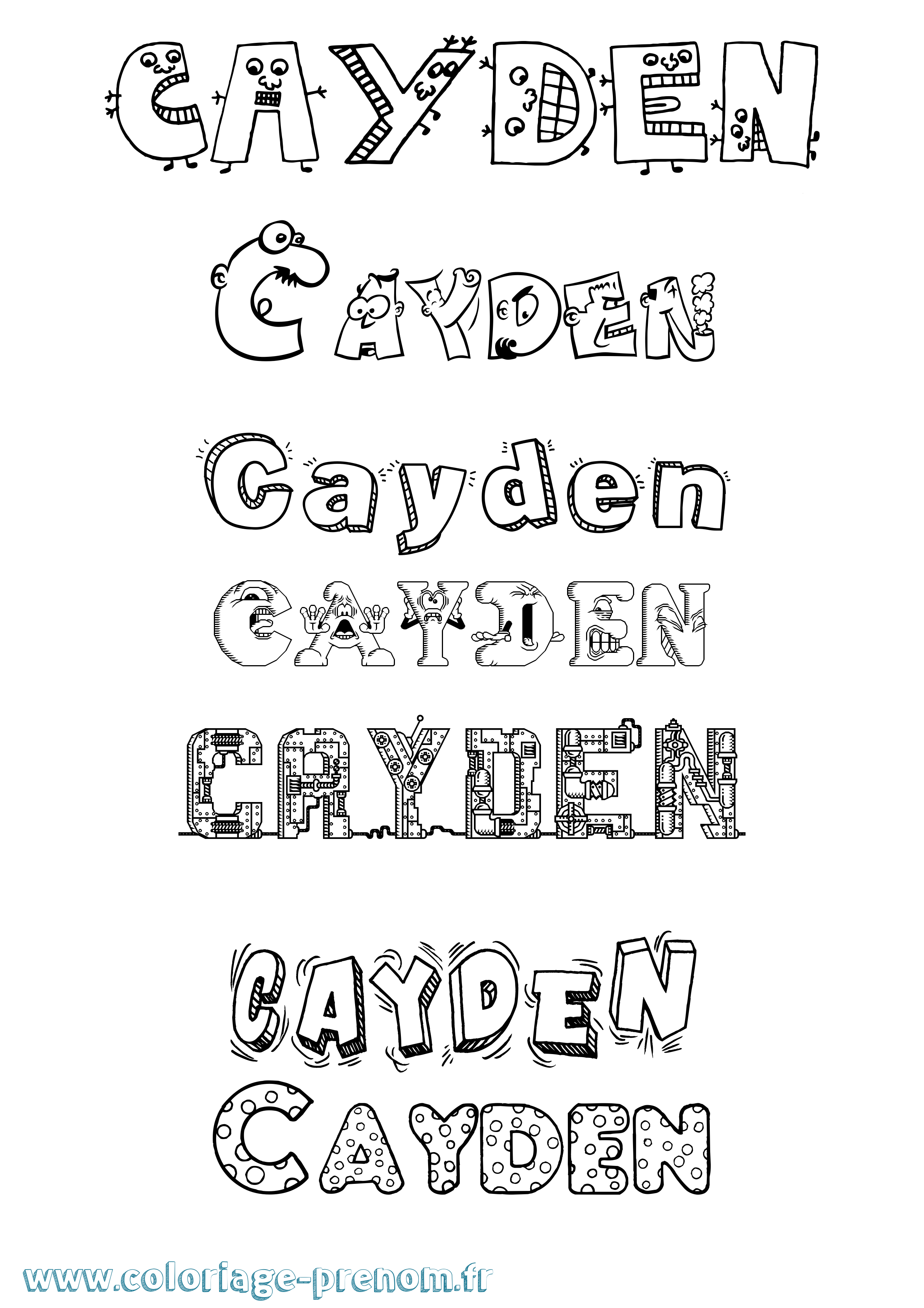Coloriage prénom Cayden Fun