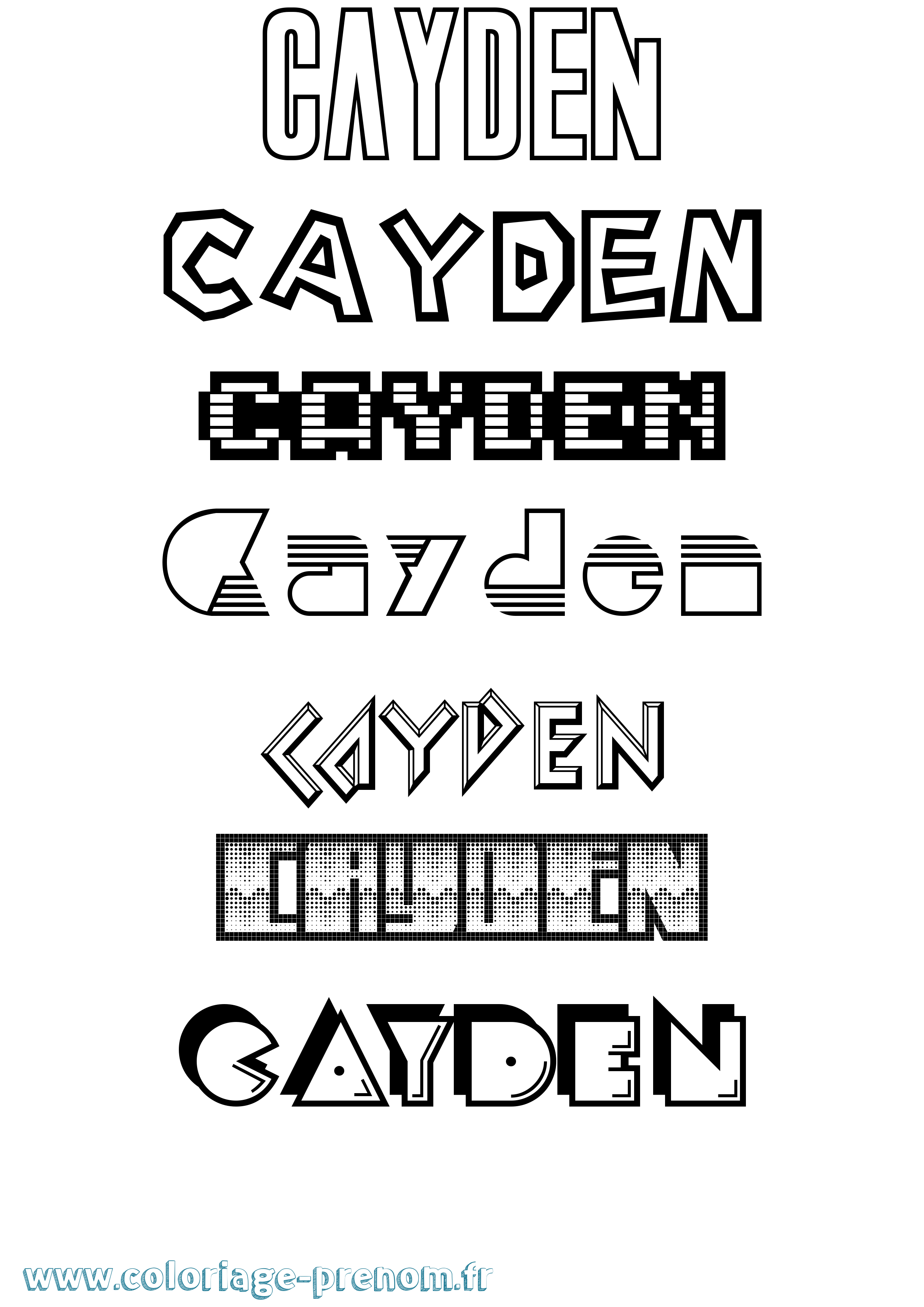 Coloriage prénom Cayden Jeux Vidéos