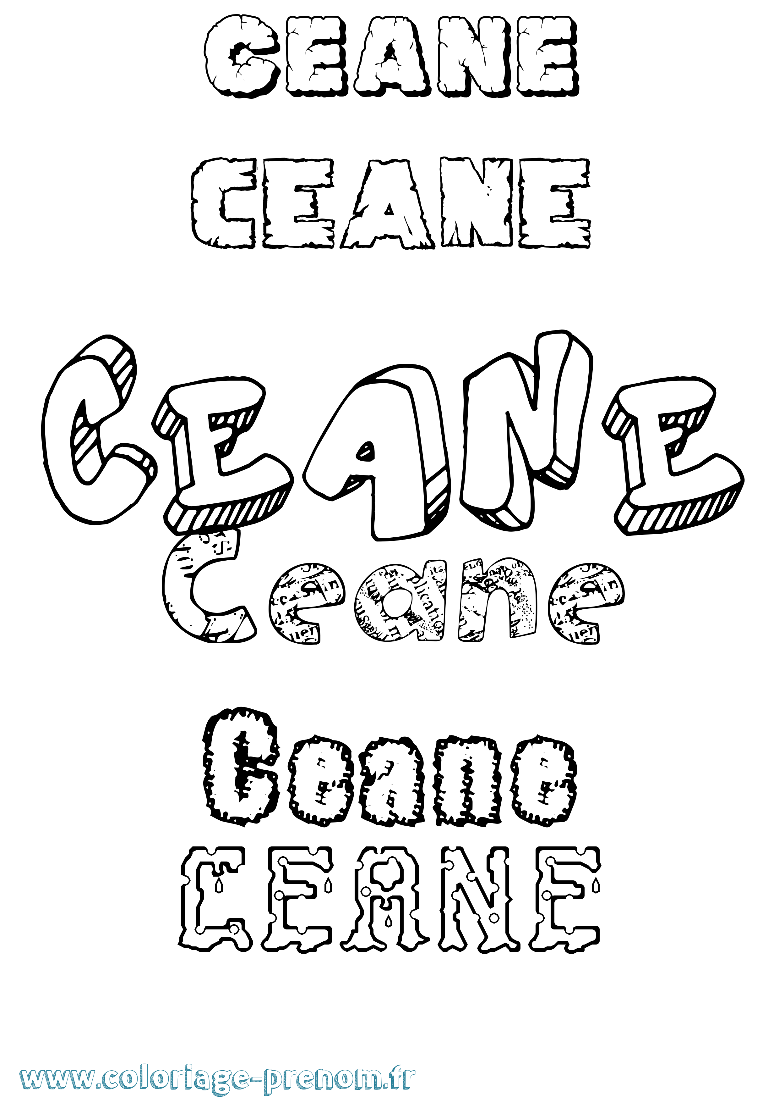 Coloriage prénom Ceane Destructuré