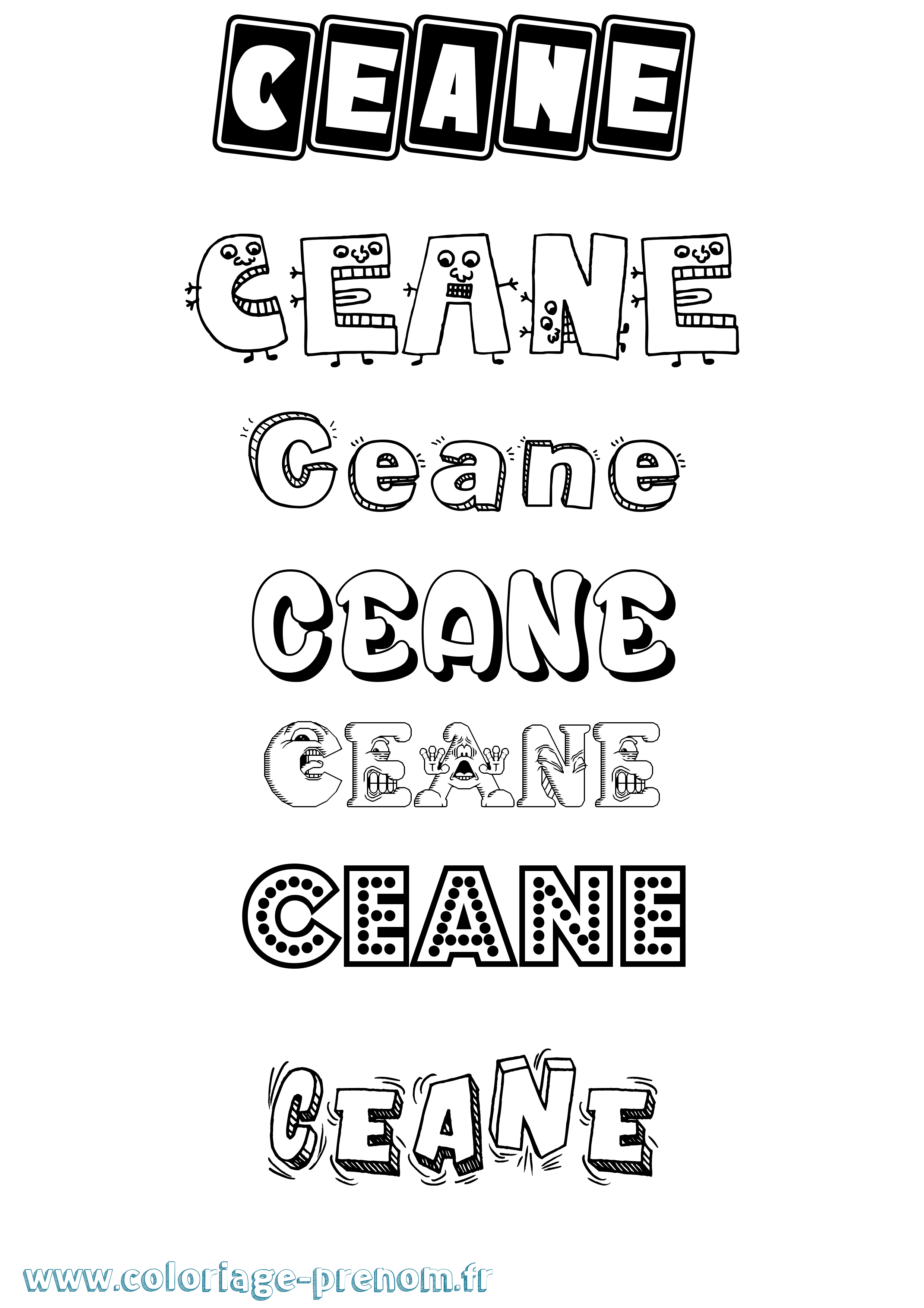Coloriage prénom Ceane Fun