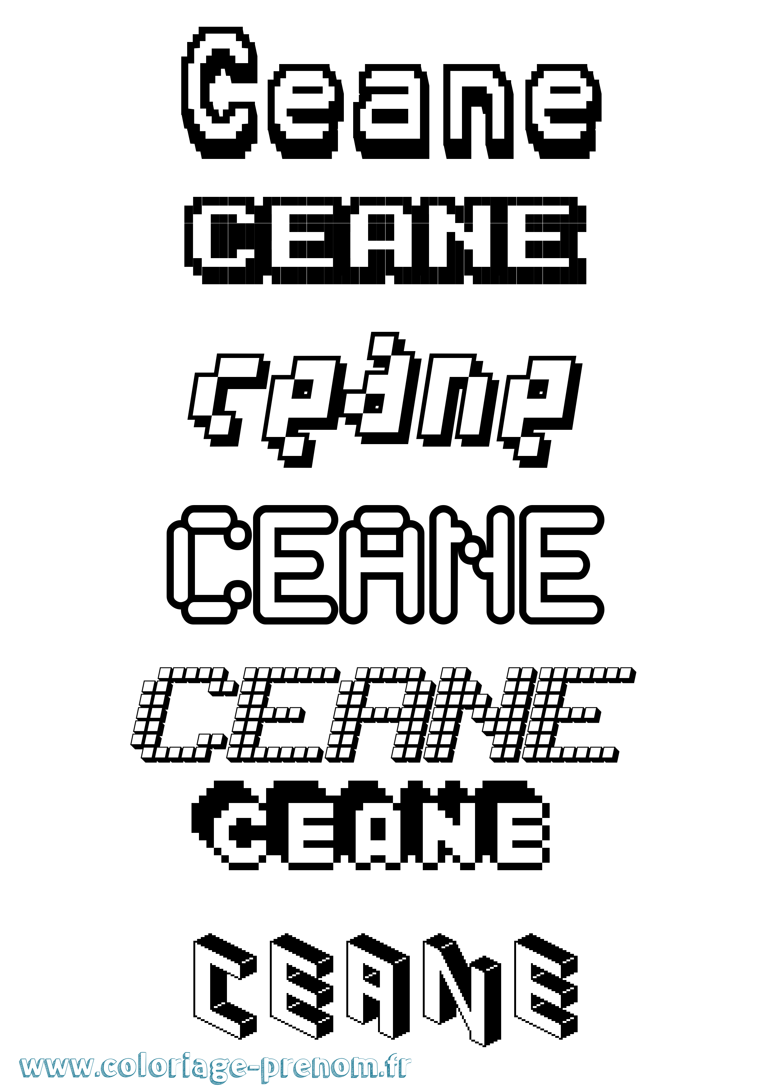 Coloriage prénom Ceane Pixel