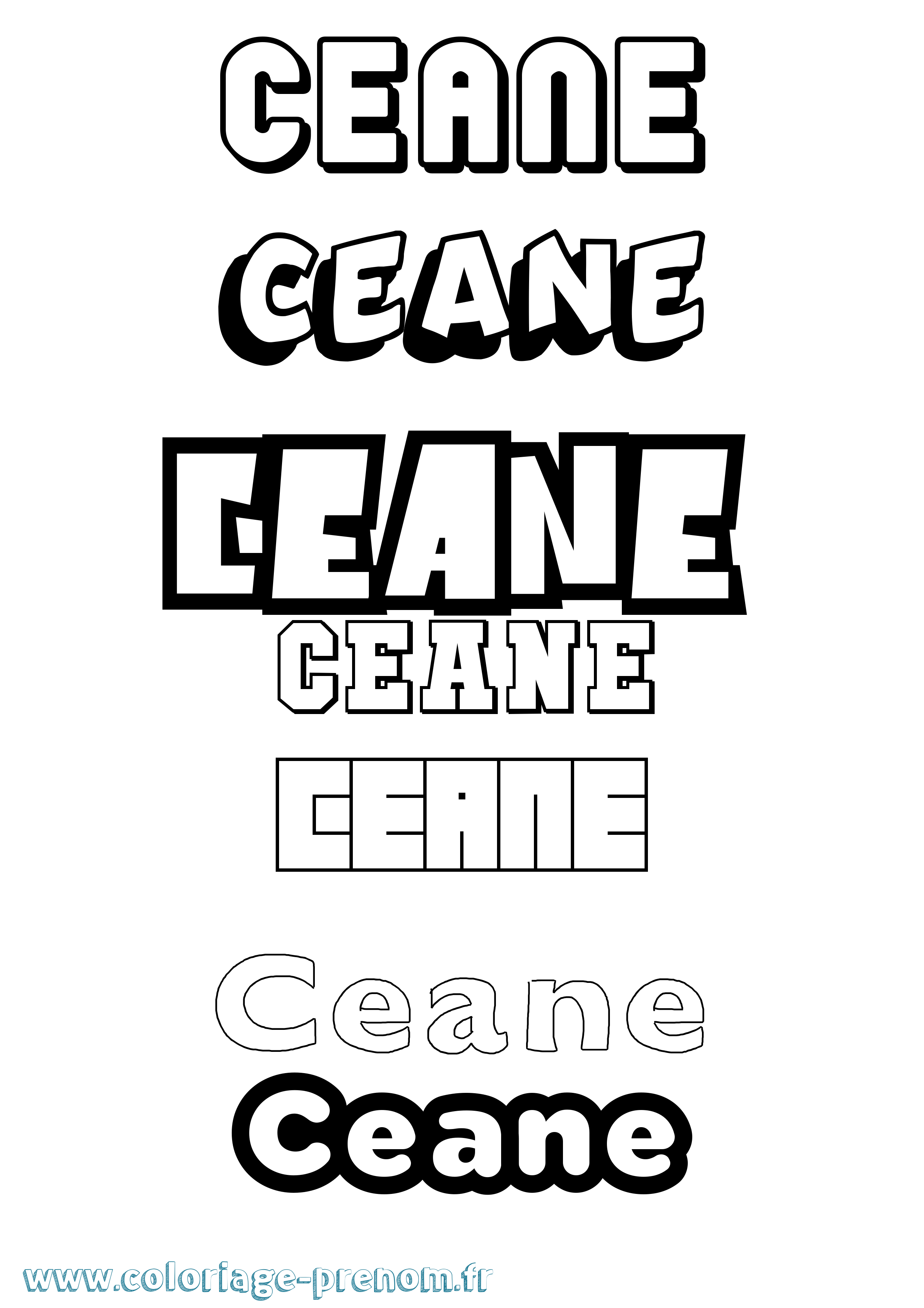 Coloriage prénom Ceane Simple