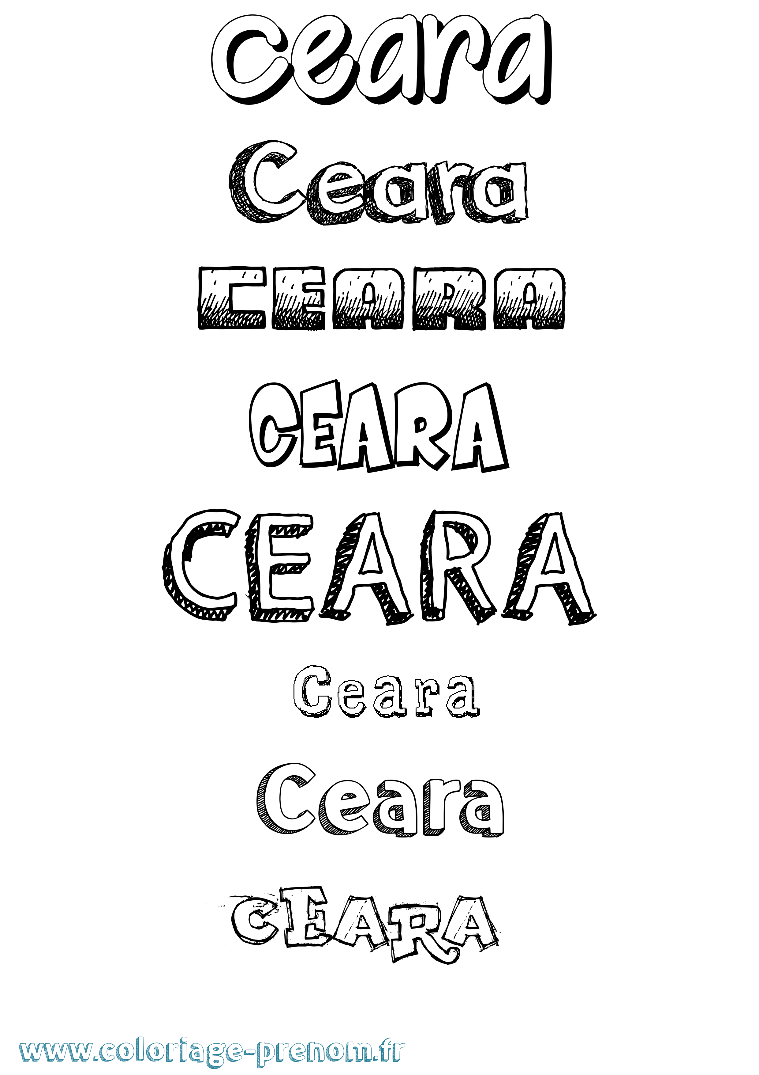 Coloriage prénom Ceara Dessiné