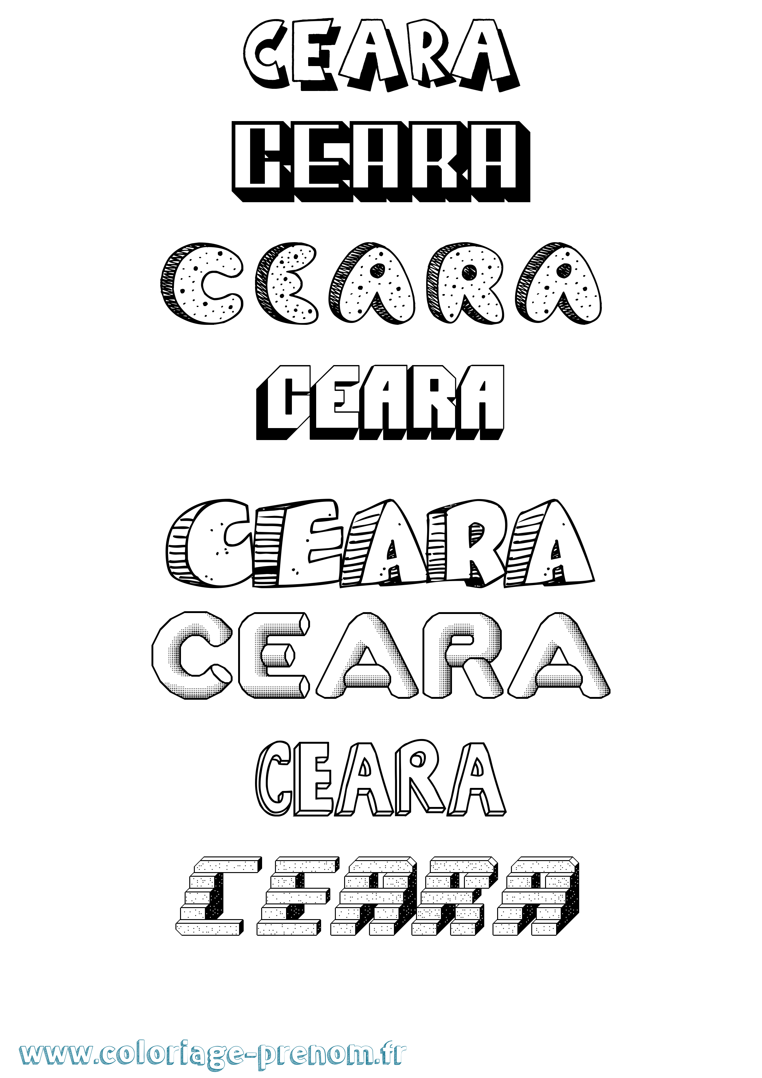 Coloriage prénom Ceara Effet 3D