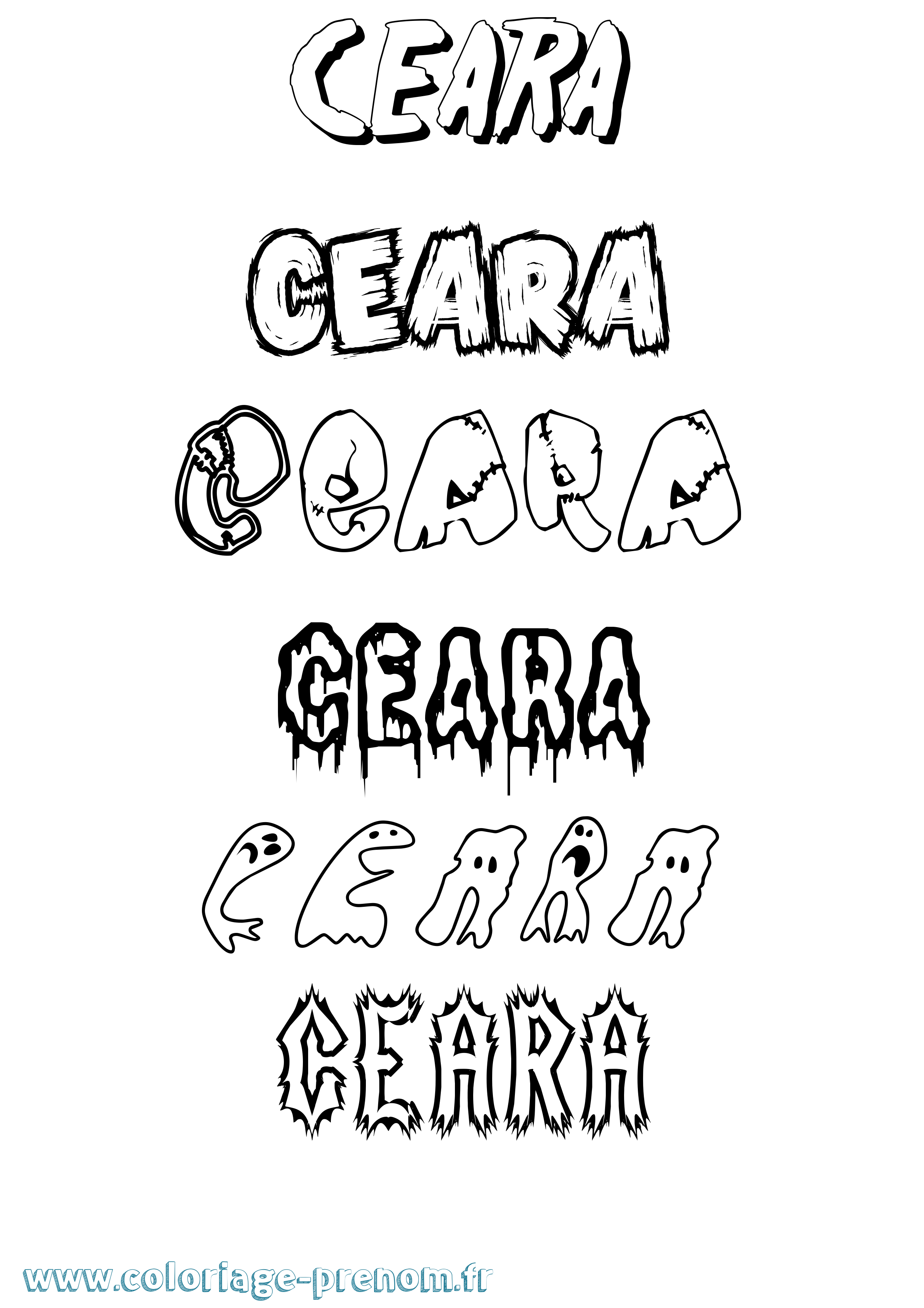 Coloriage prénom Ceara Frisson