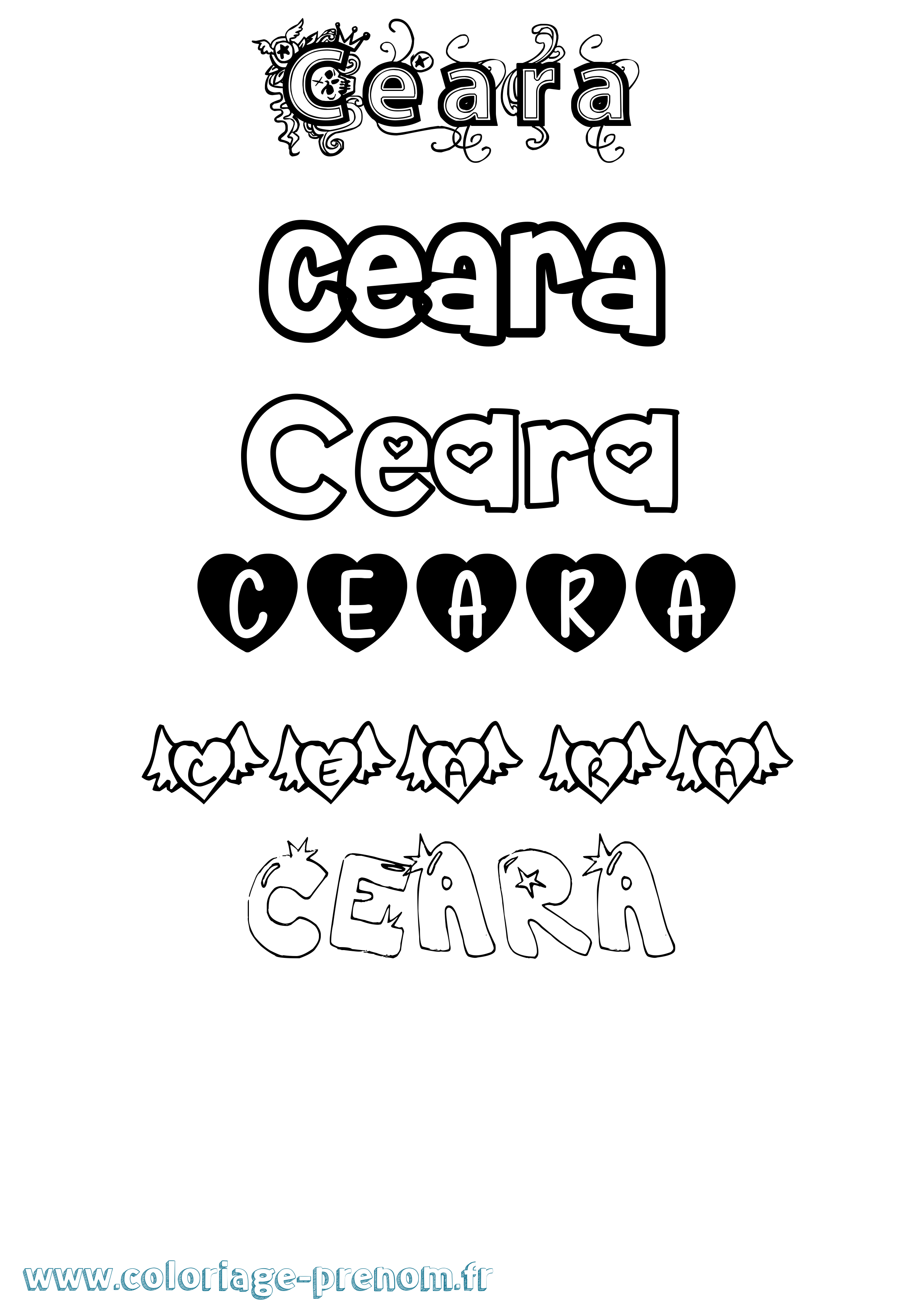 Coloriage prénom Ceara Girly