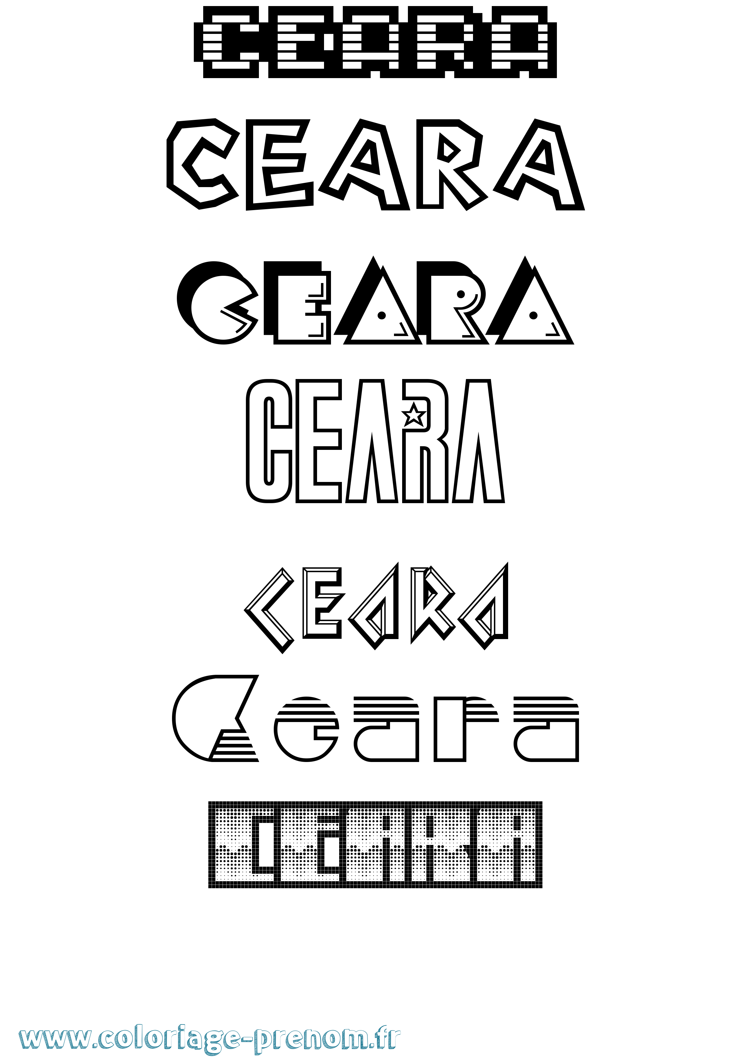 Coloriage prénom Ceara Jeux Vidéos